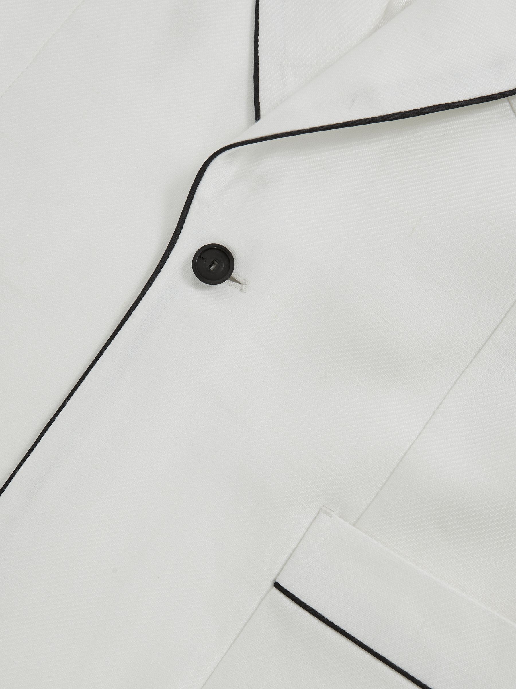 Single-Breasted Blazer with Linen in Ivory White