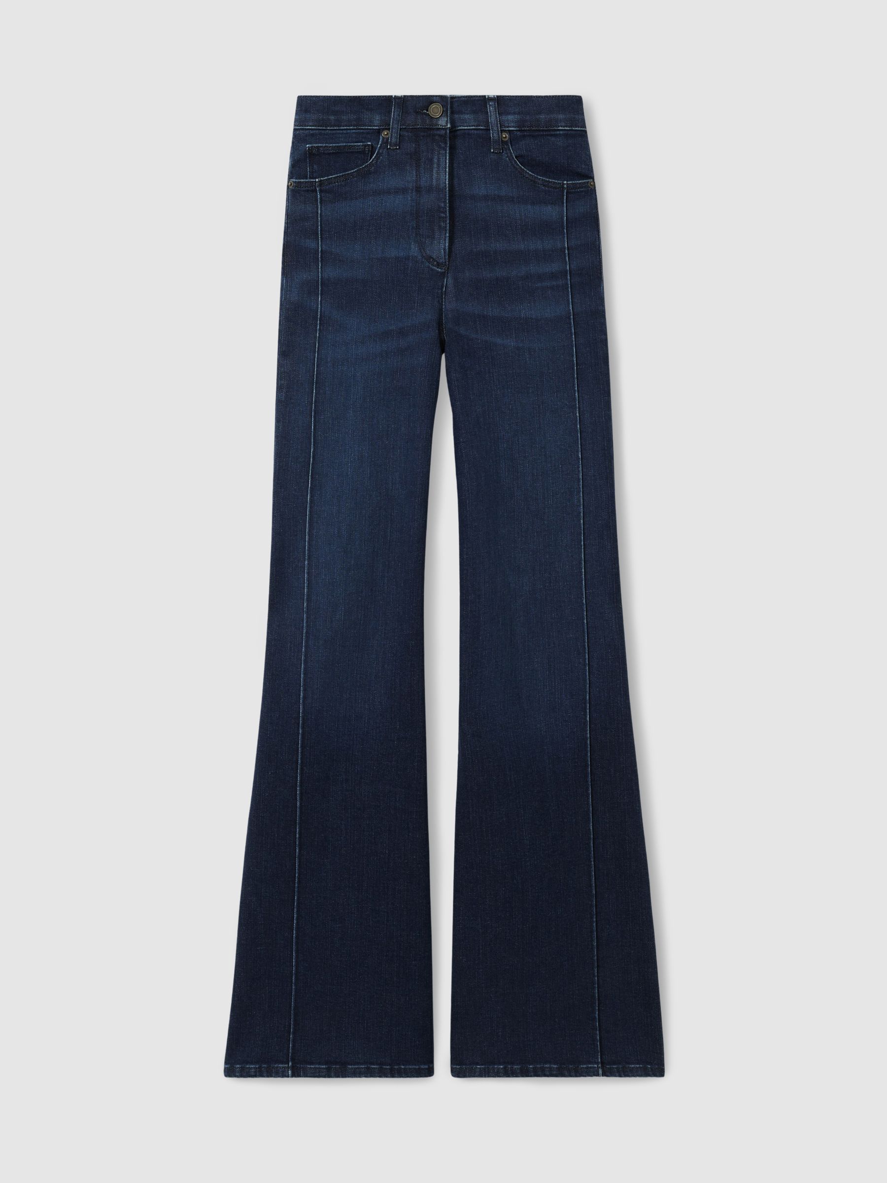 Stretch-Cotton Wide-Leg Jeans in Dark Blue