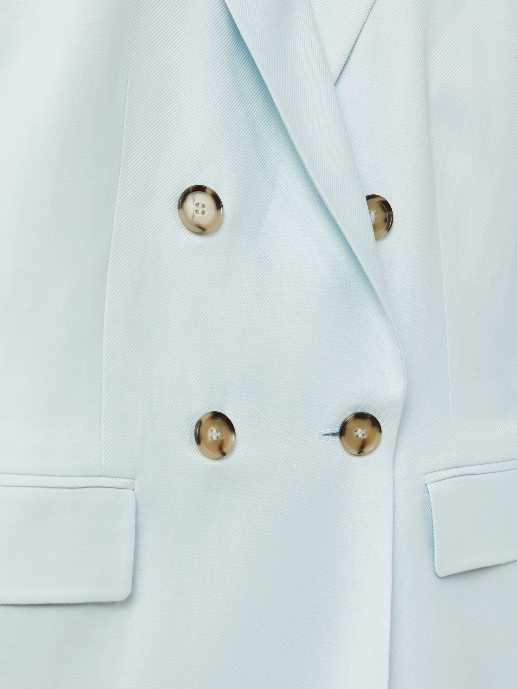 Viscose-Linen Double Breasted Suit Blazer in Blue