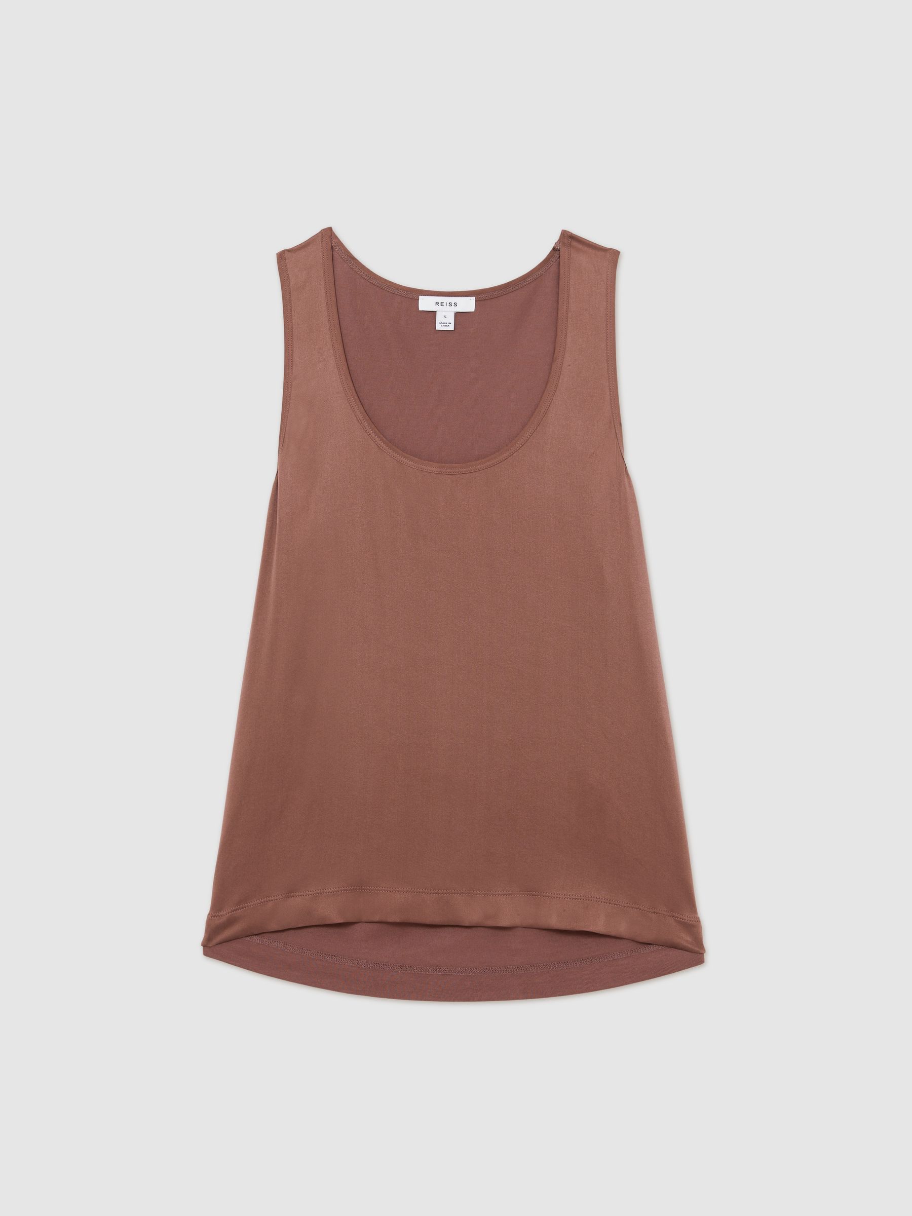 Silk-Front Cami Top in Mocha Brown