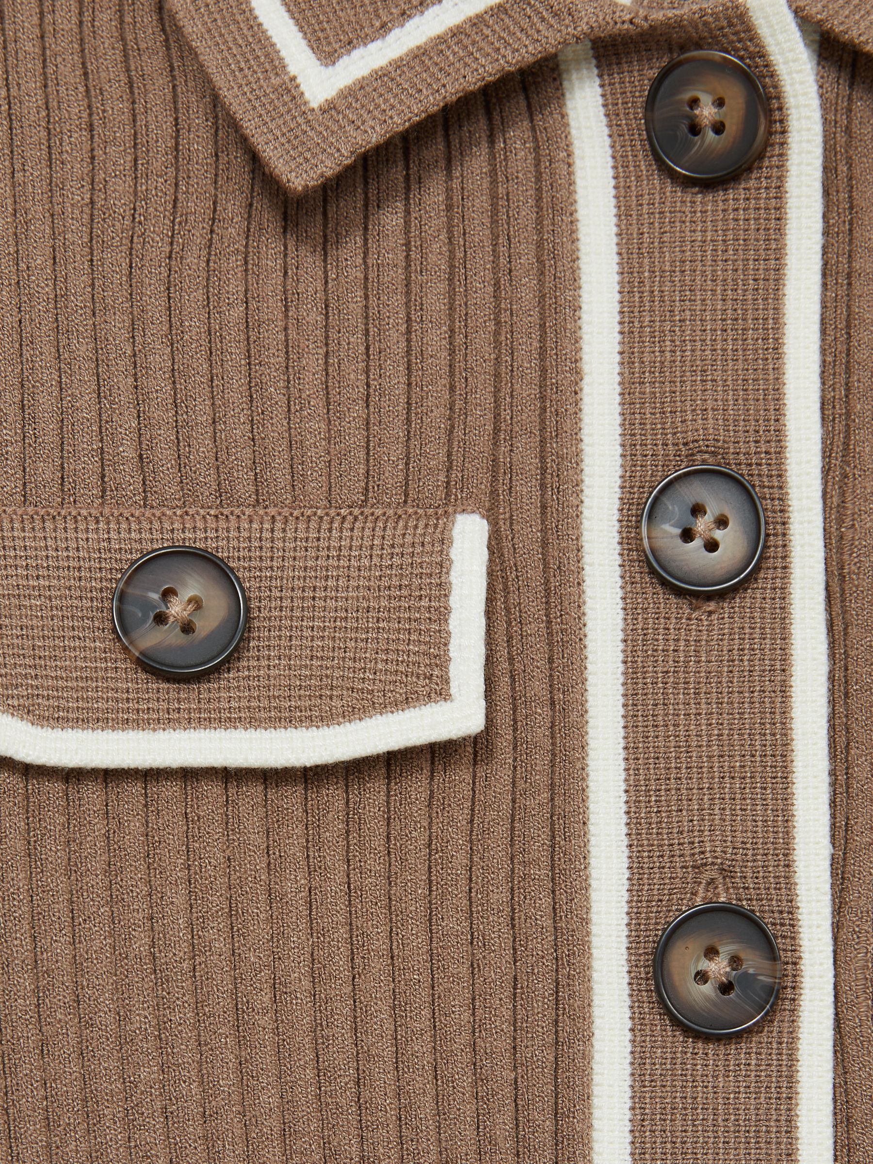 9-13 yrs Rib-Knit Button-Down Dress in Brown