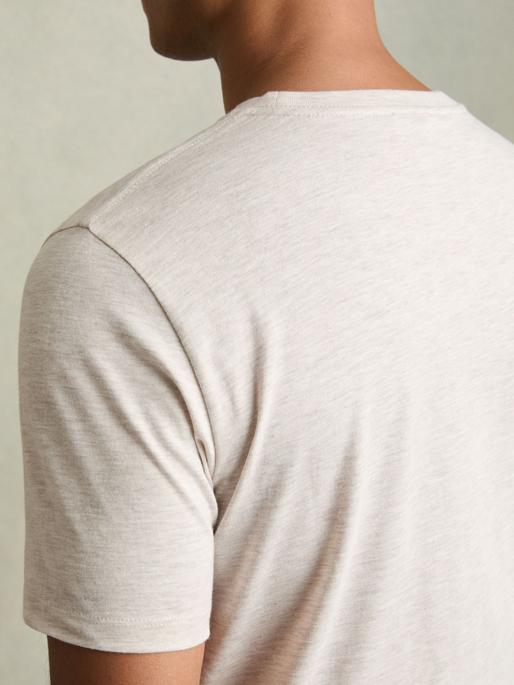 Cotton Crew Neck T-Shirt in Wheat Melange