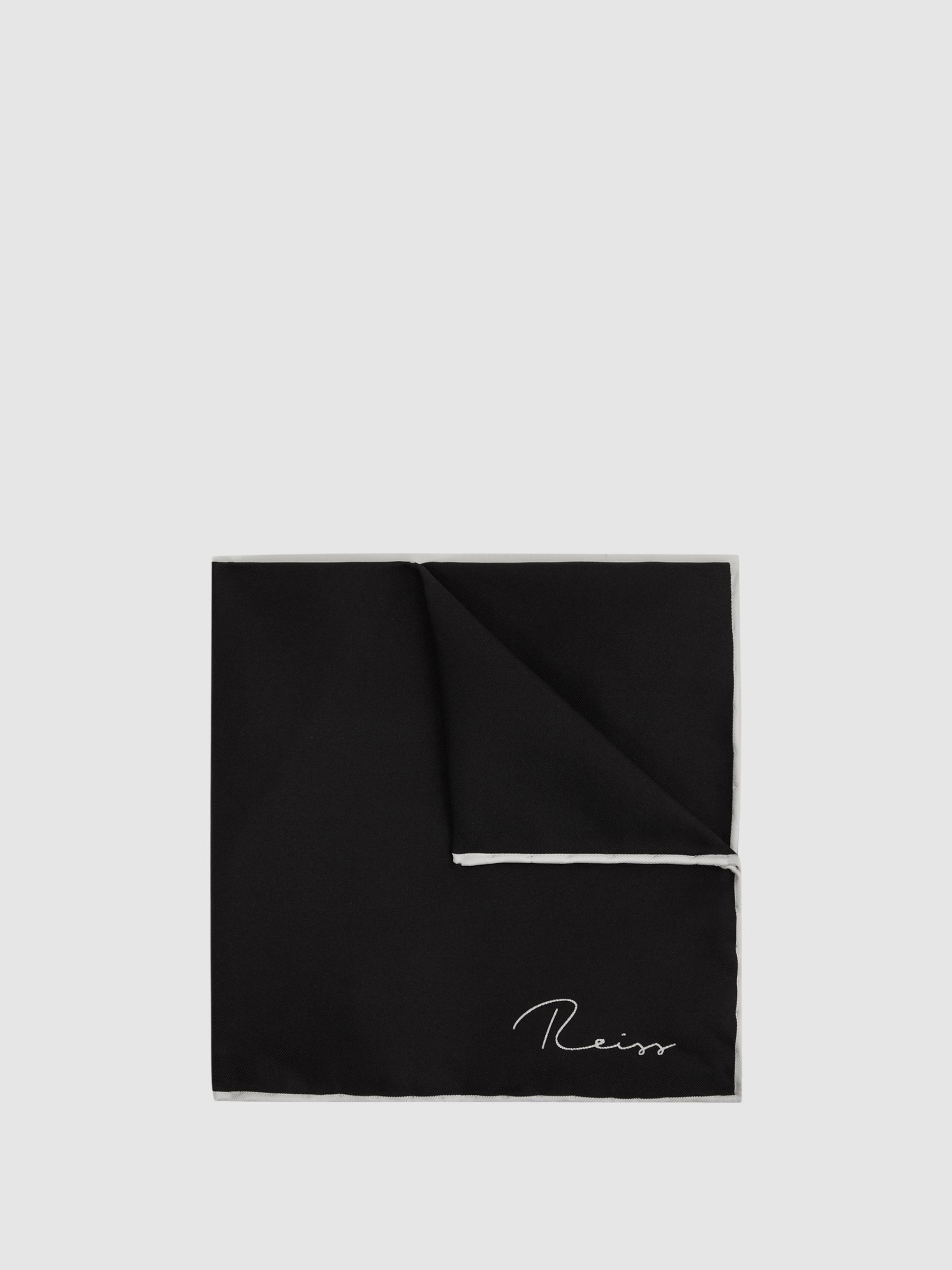 Plain Silk Pocket Square in Black