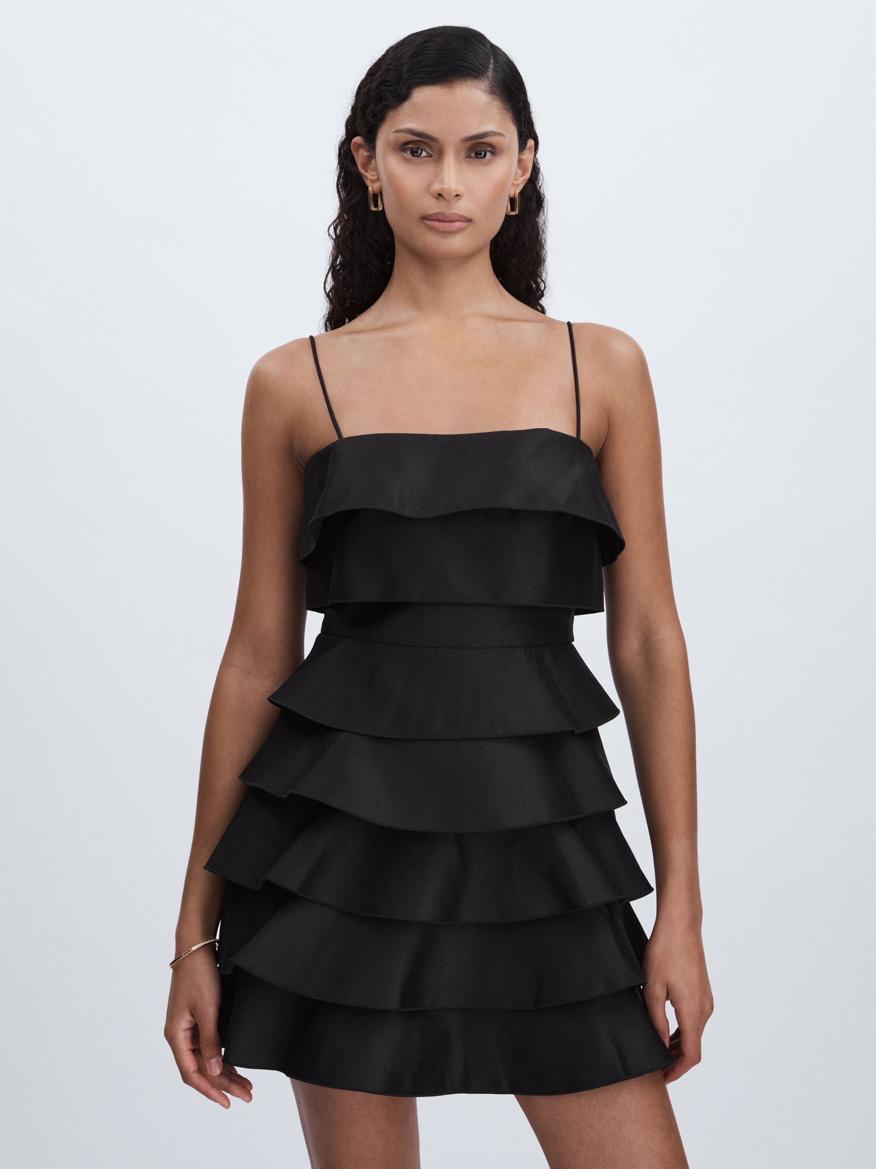Acler Tiered Frill Mini Dress in Black
