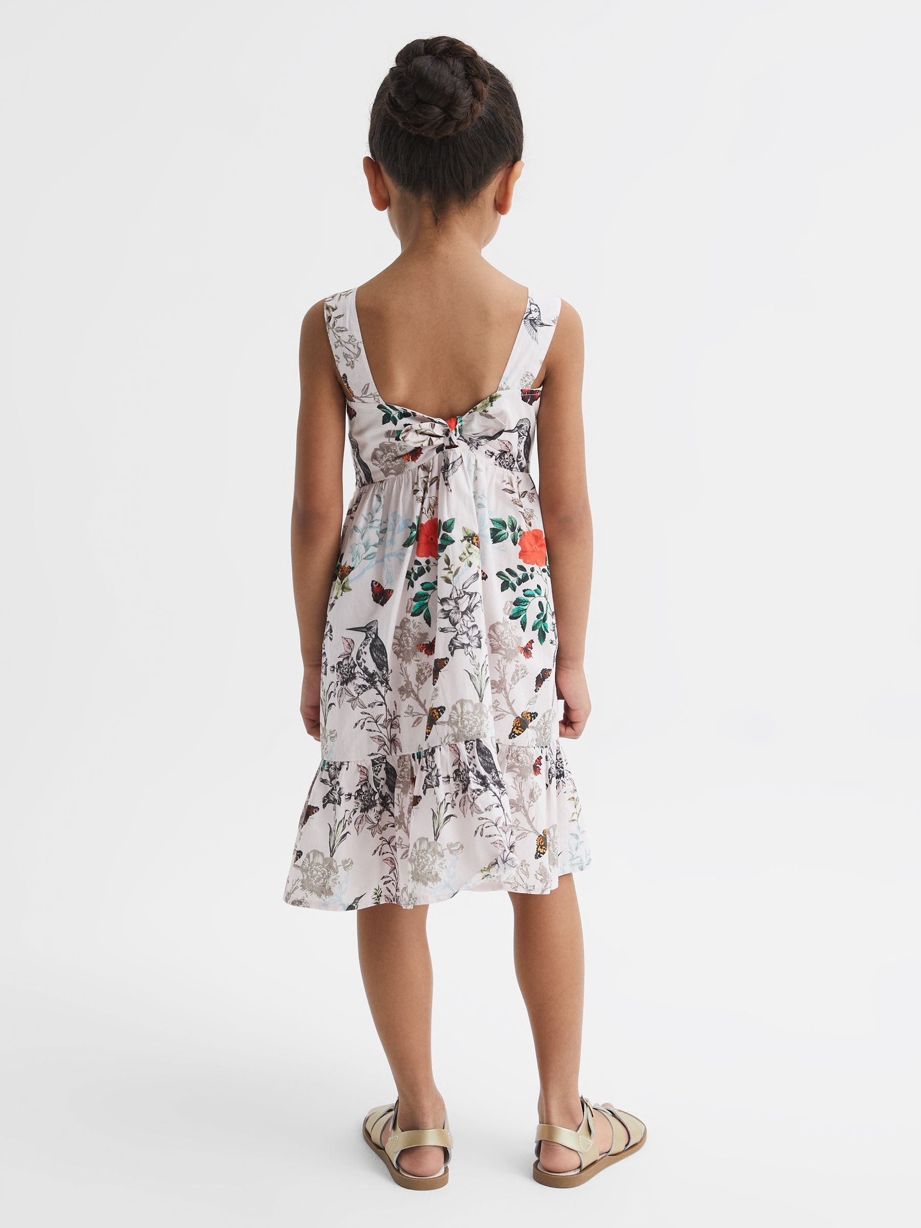 9-12 yrs Printed Strappy Dress in Ivory Print