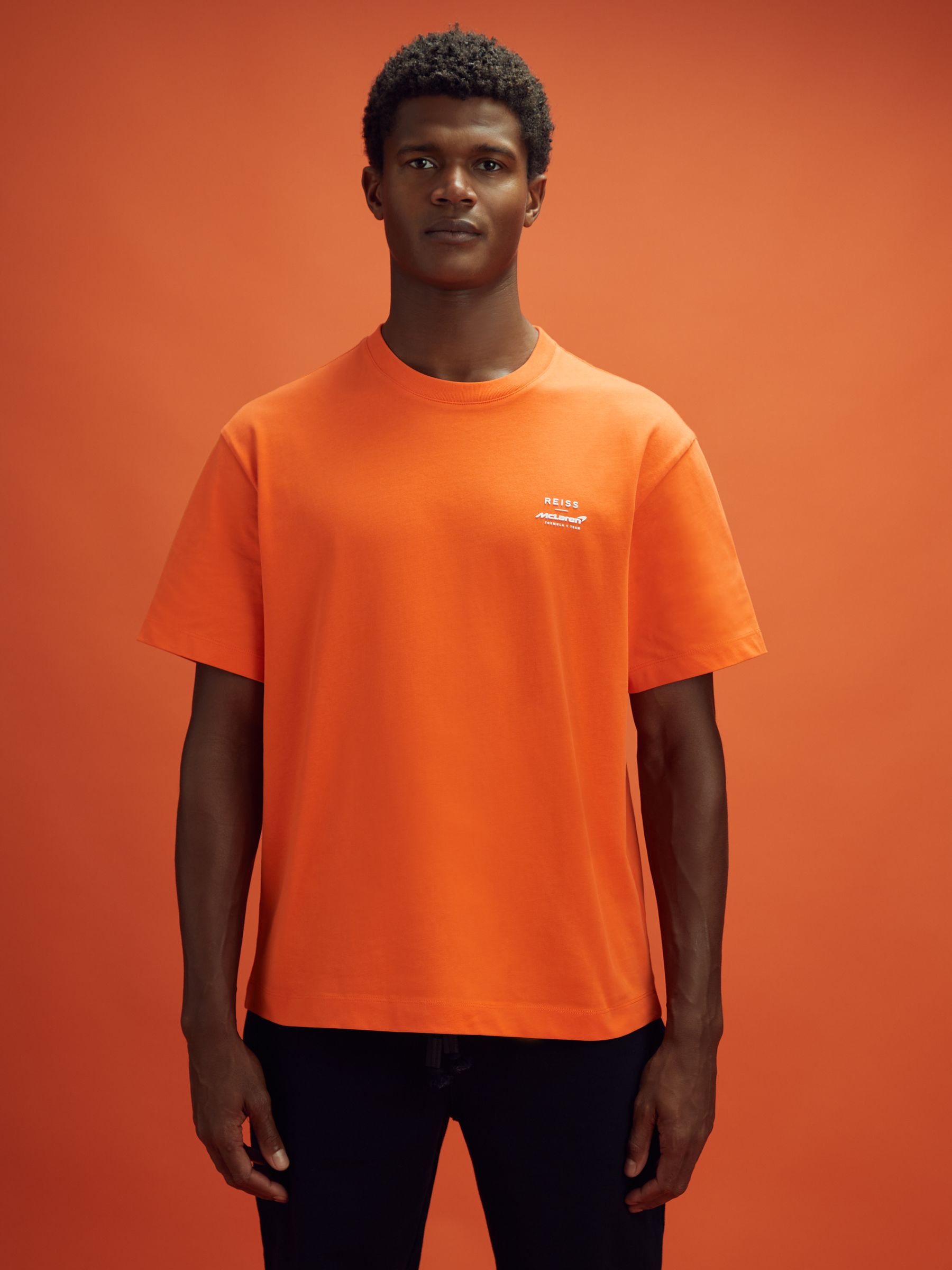 McLaren F1 Oversized Cotton Crew Neck T-Shirt in Papaya