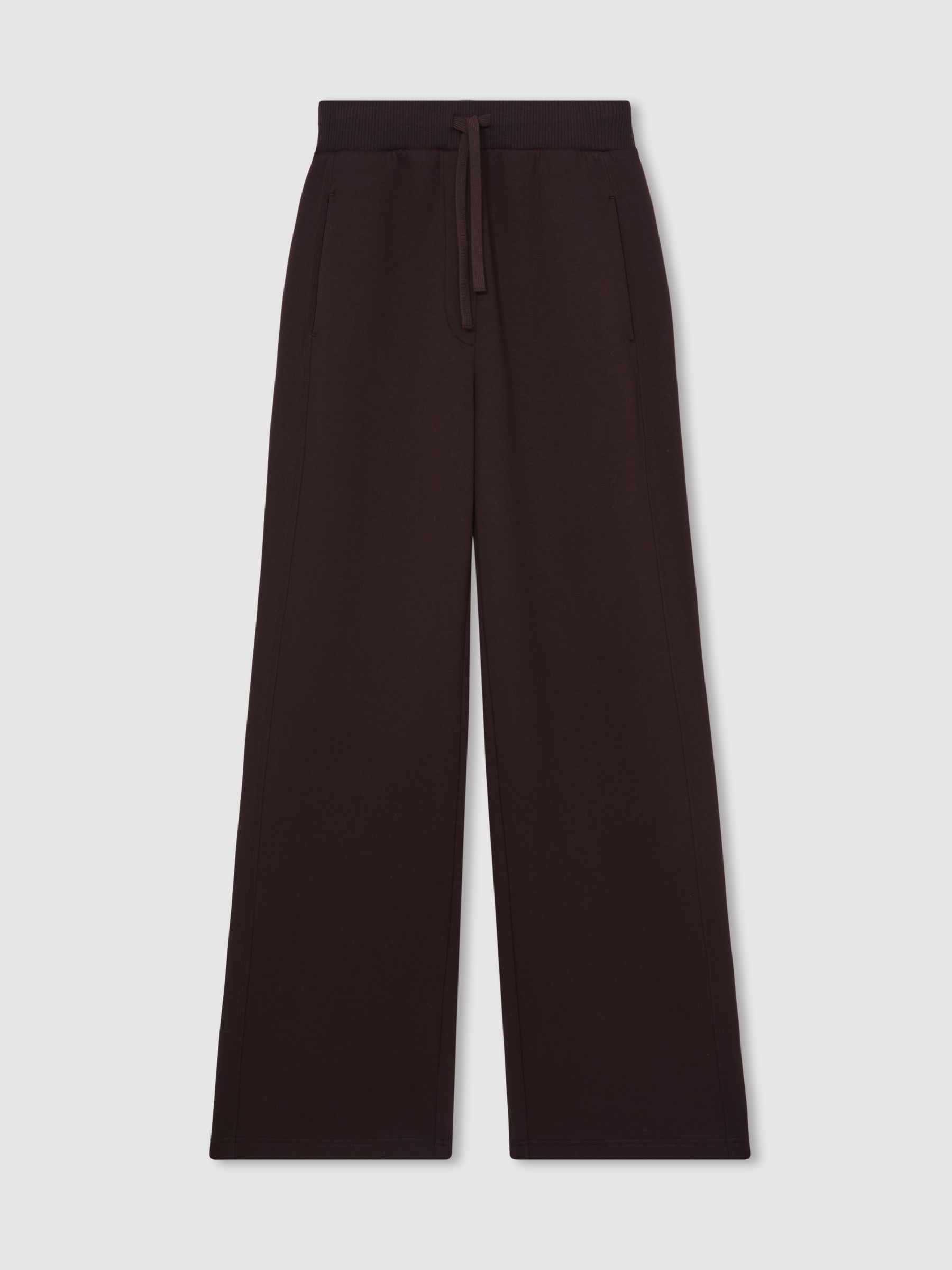 Petite Wide-Leg Interlock Drawstring Joggers in Plum