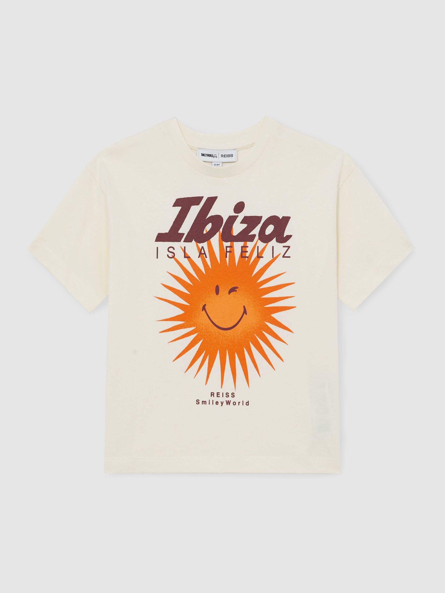 13-14 yrs SmileyWorld | Reiss Sun Motif T-Shirt in Off White