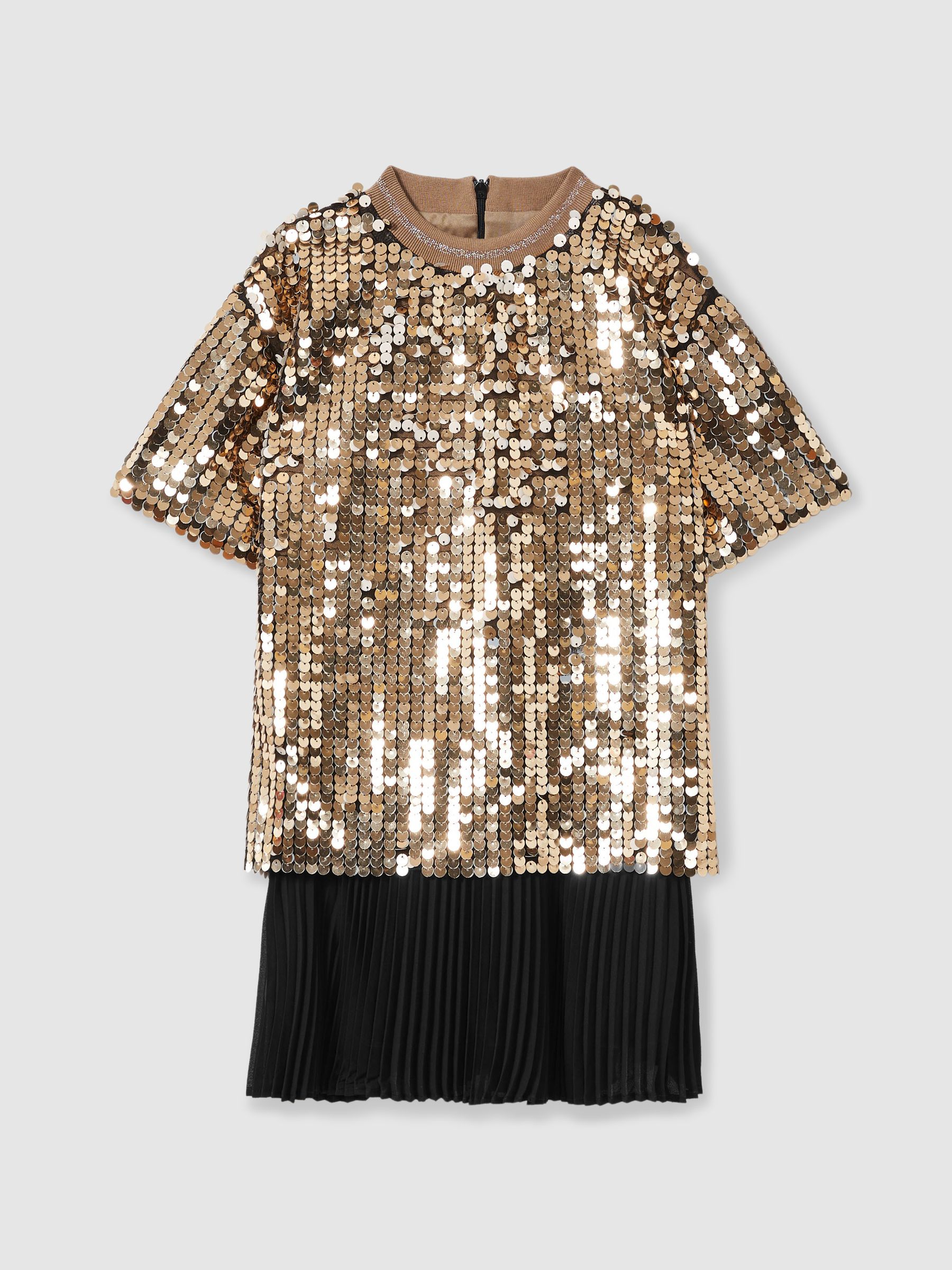9-13 yrs Sequin T-Shirt Dress in Gold