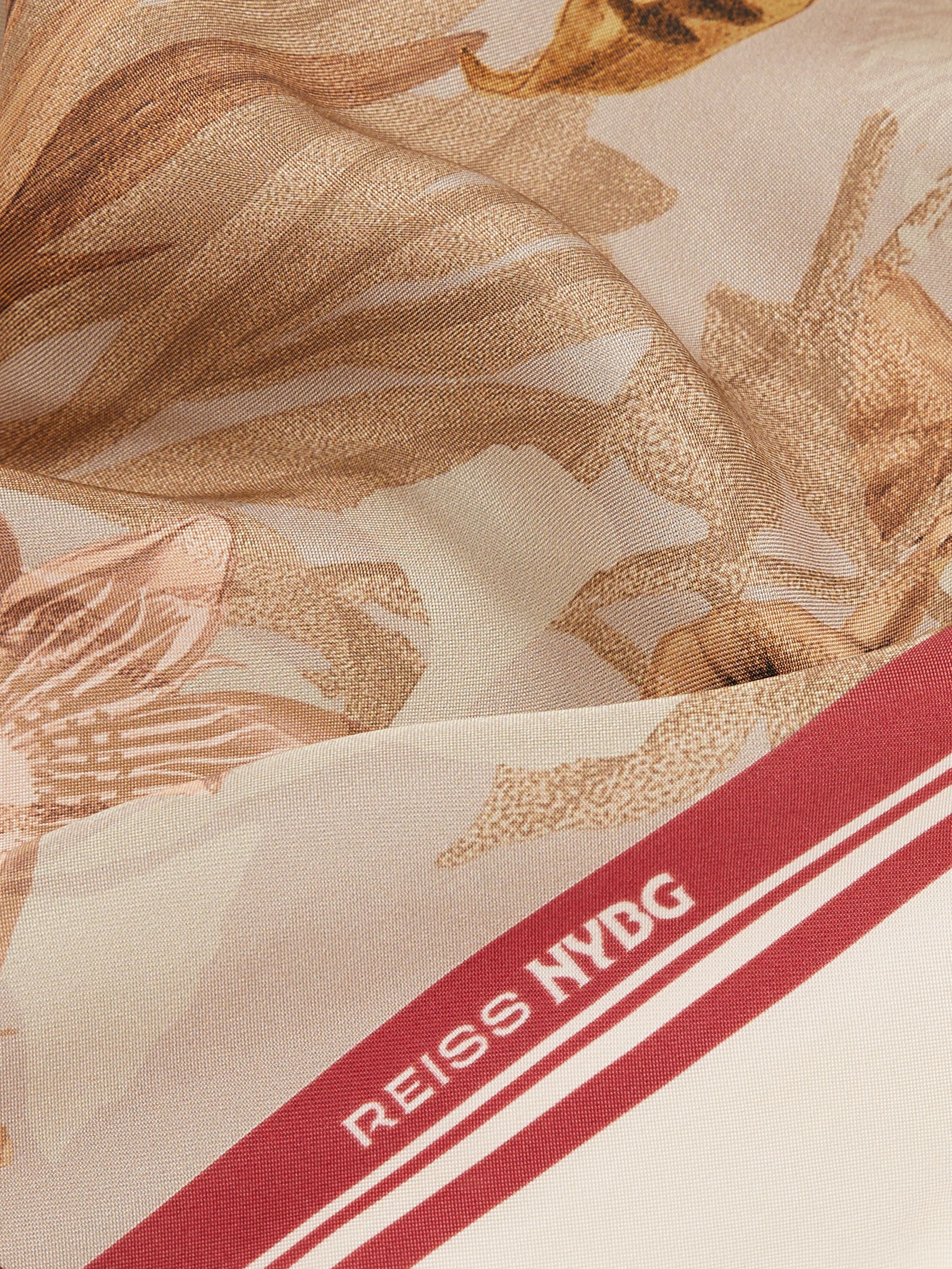 Reiss | NYBG Satin Floral-Print Shirt in Light Khaki