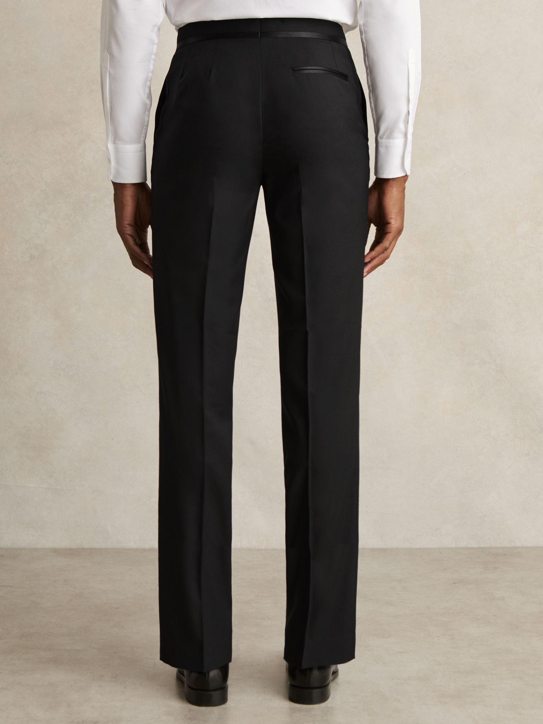 Wool-Blend Slim-Fit Tuxedo Trousers in Black