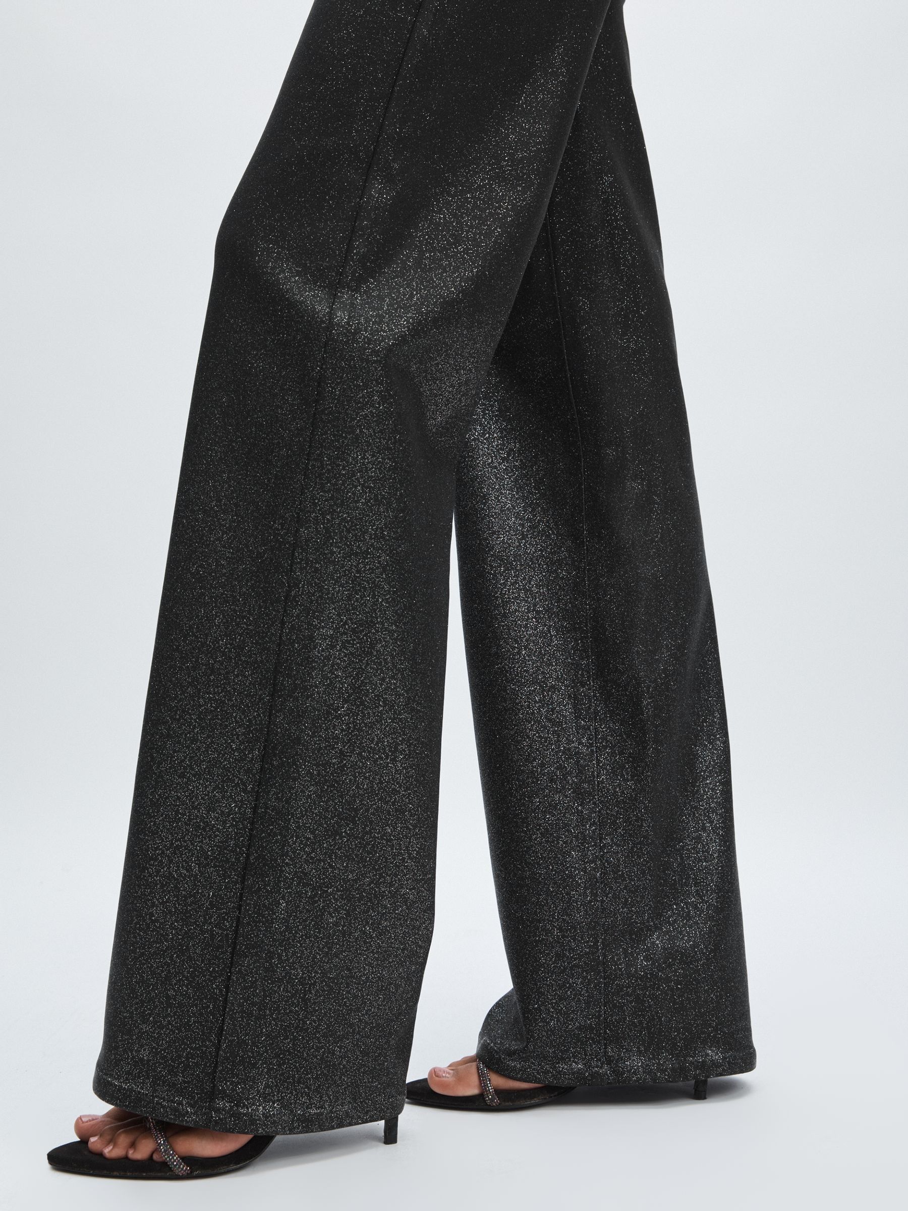 Paige Glitter Dégradé Straight Leg Jeans in Black/Silver