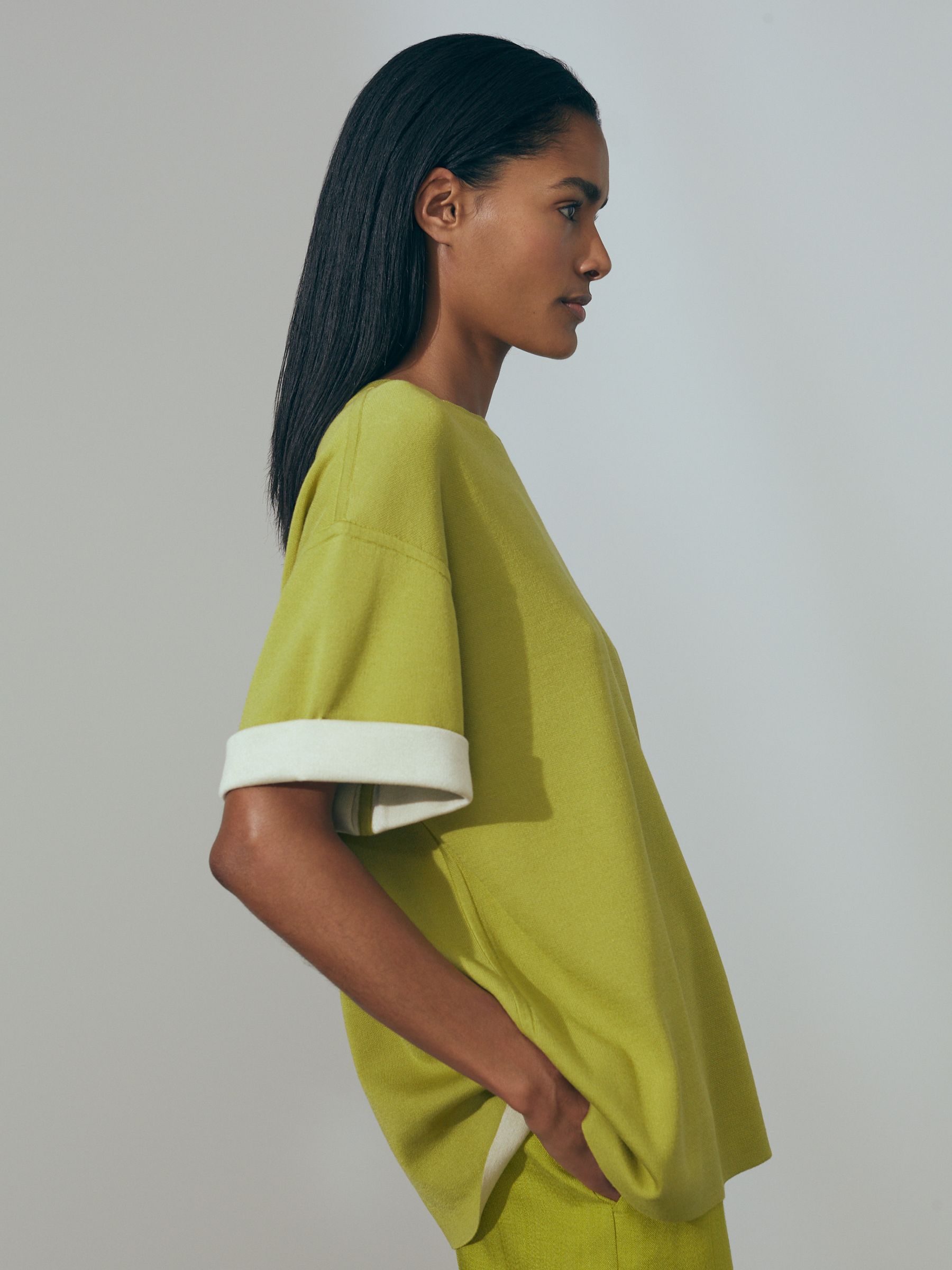 Atelier Knitted Silk Blend Top with Cashmere in Green