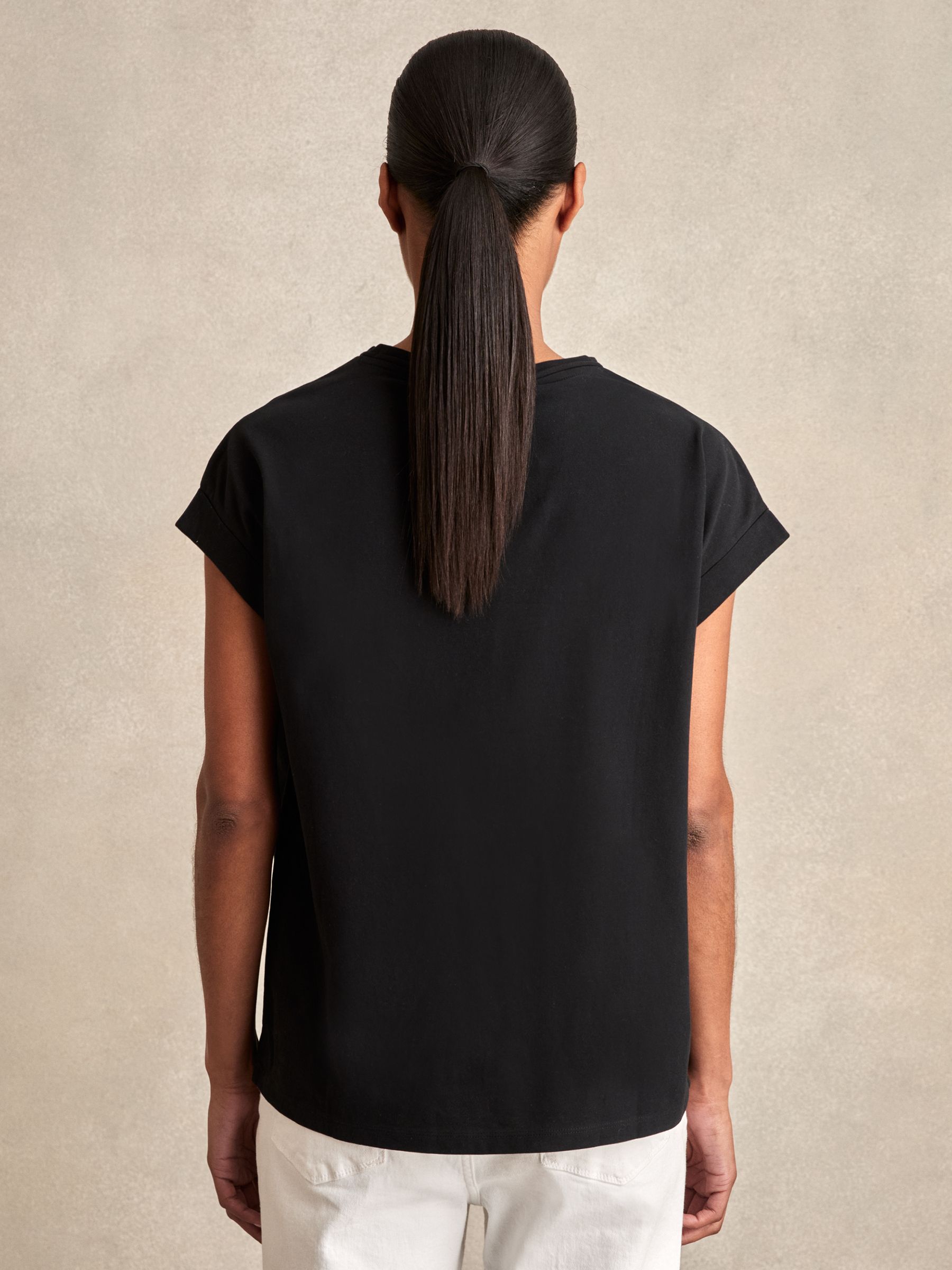 Brushed-Cotton Crew-Neck T-Shirt in Black