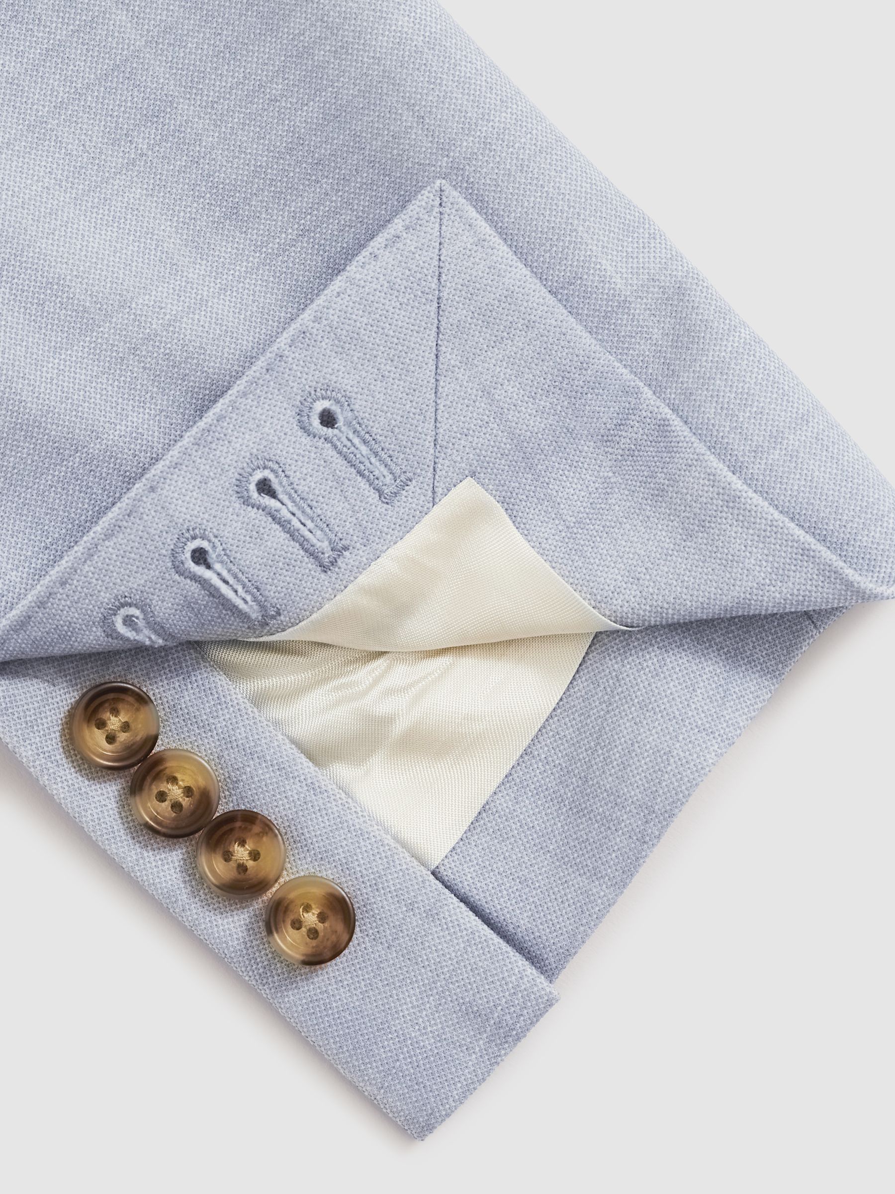 Single-Breasted Textured Blazer Slim-Fit With Wool in Soft Blue