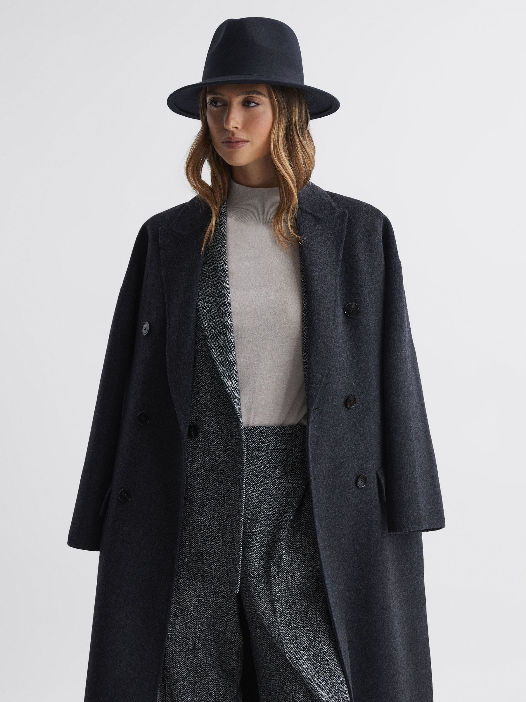 Wool Fedora Hat in Navy