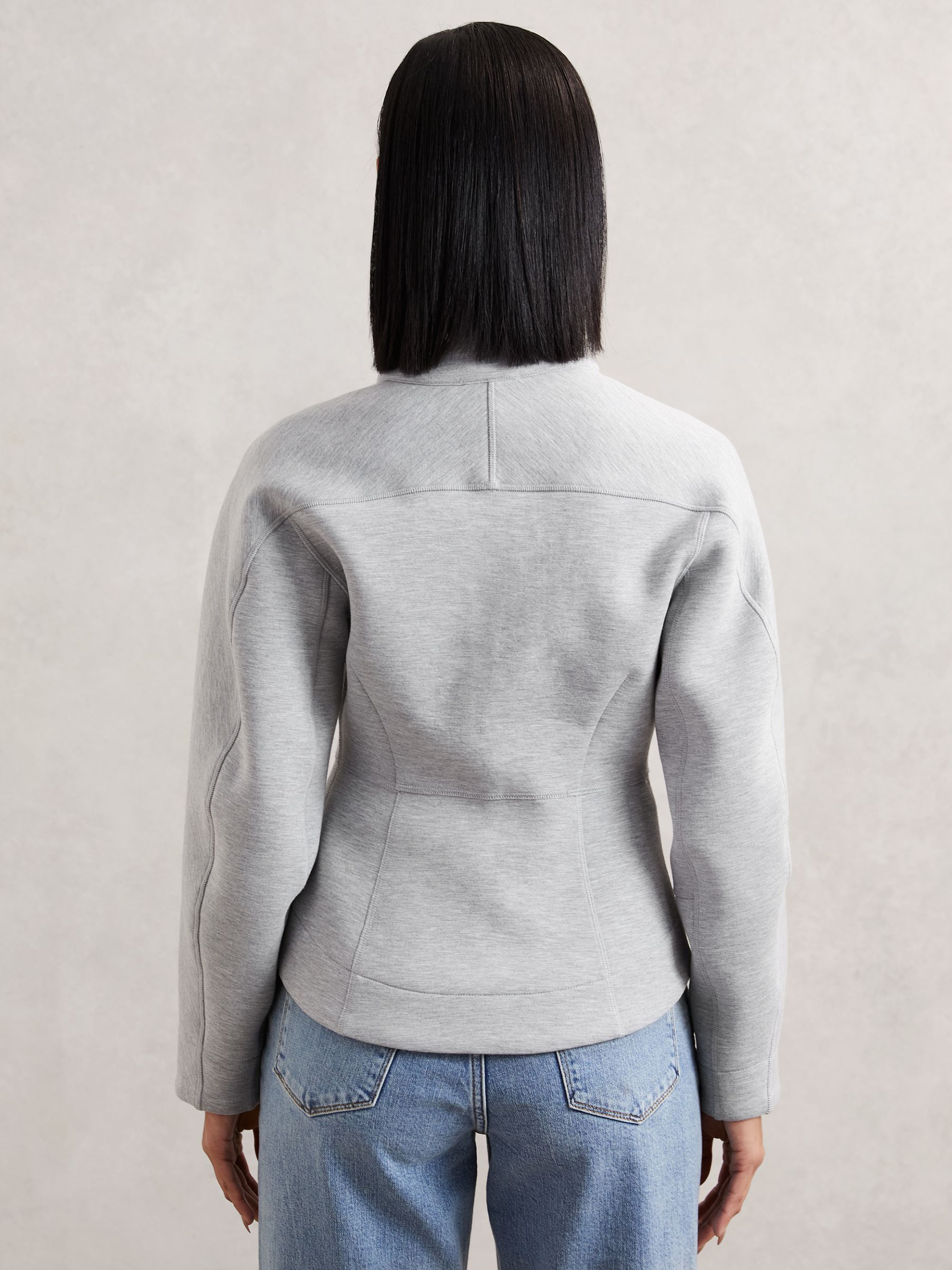 Funnel-Neck Zip-Through Sweatshirt in Grey