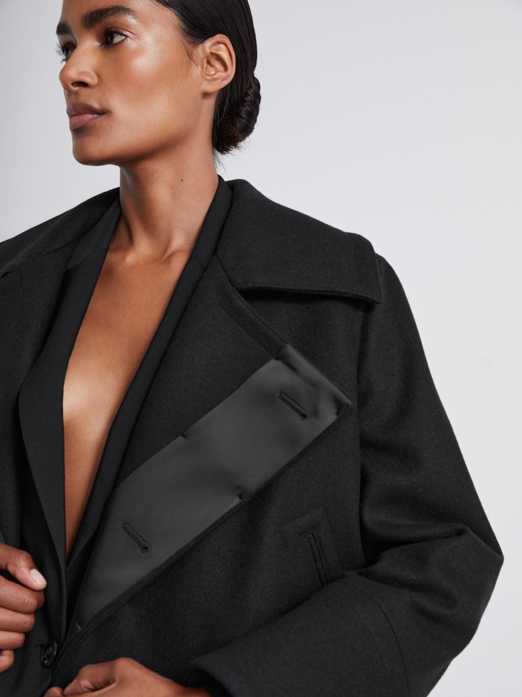 Atelier Felted Trapeze Coat in Black