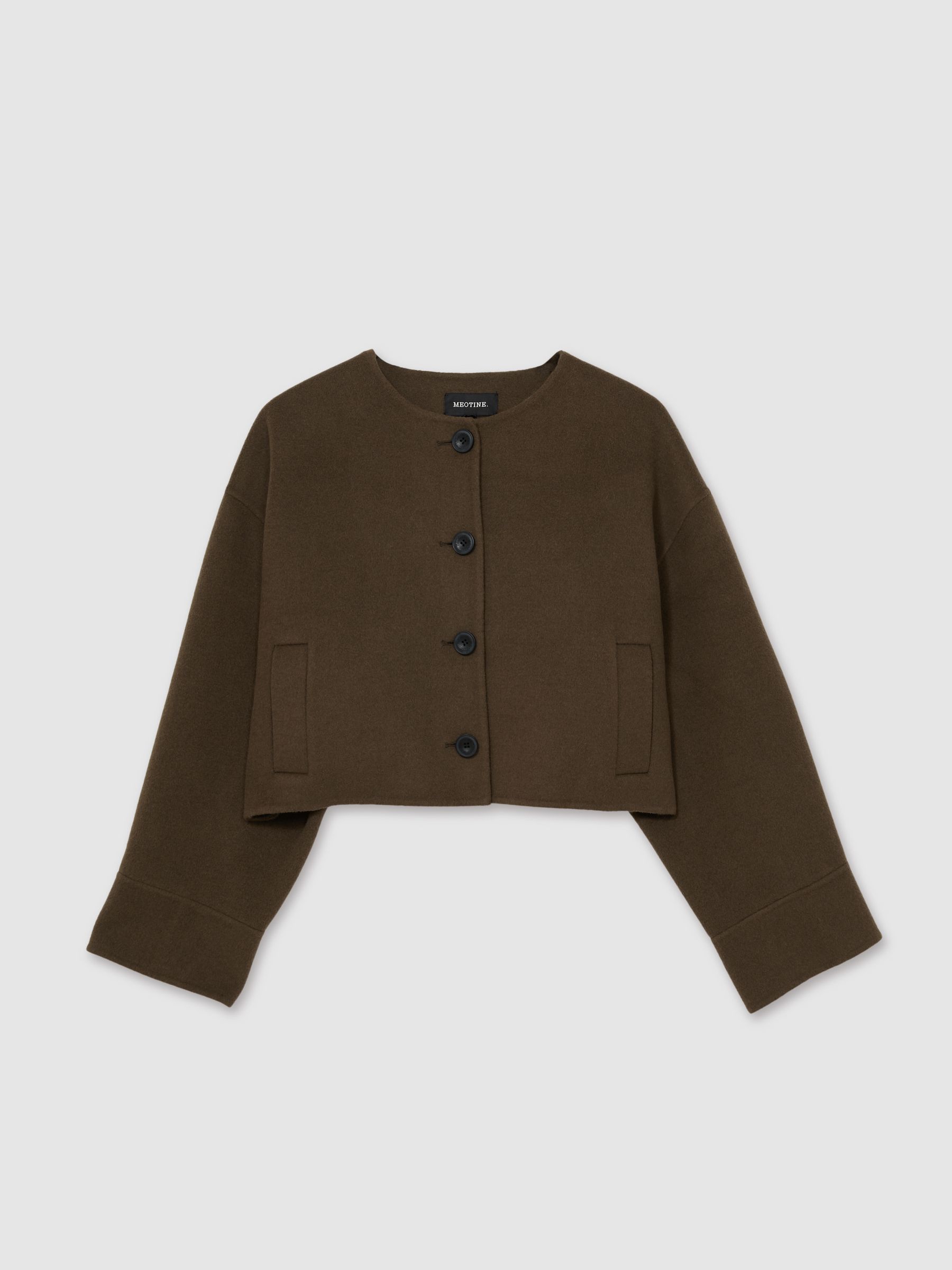 Meotine Wool-Blend Cropped Jacket in Brown