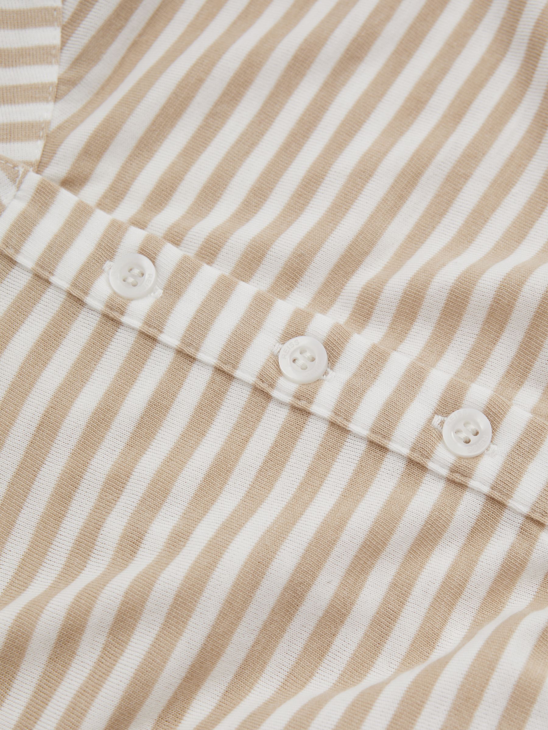 4-9 yrs Striped Grandad Collar Long-Sleeve Top in Oatmeal