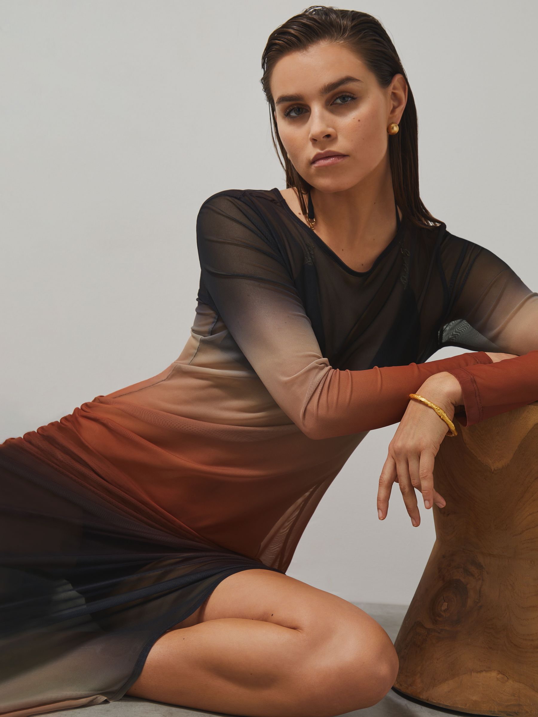 McLaren F1 Team Ombré Mesh Maxi Dress in Multi