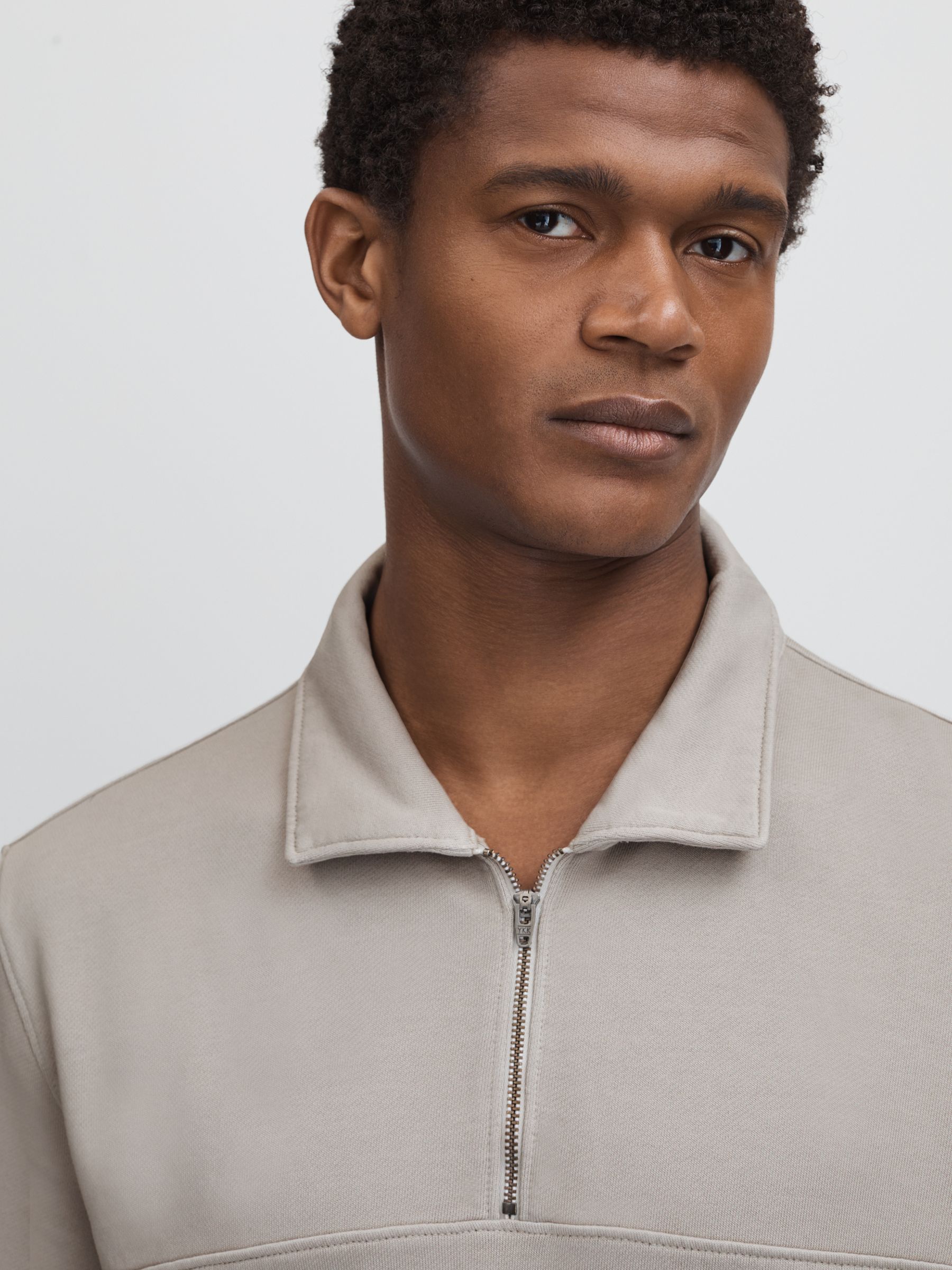 Paige Cotton Quarter-Zip Jumper in Grey Shadow