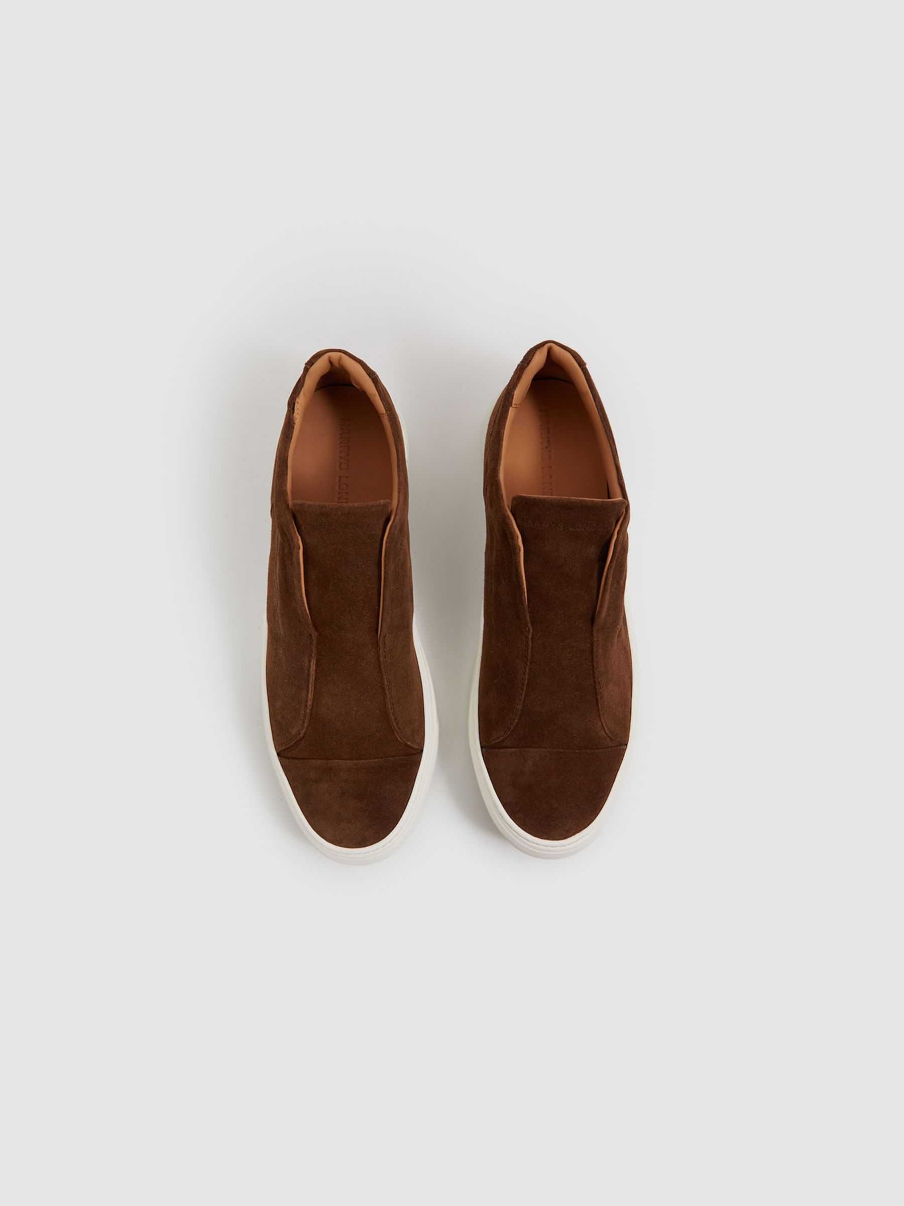 Harrys London Suede Slip On Trainers in Dark Bark Brown