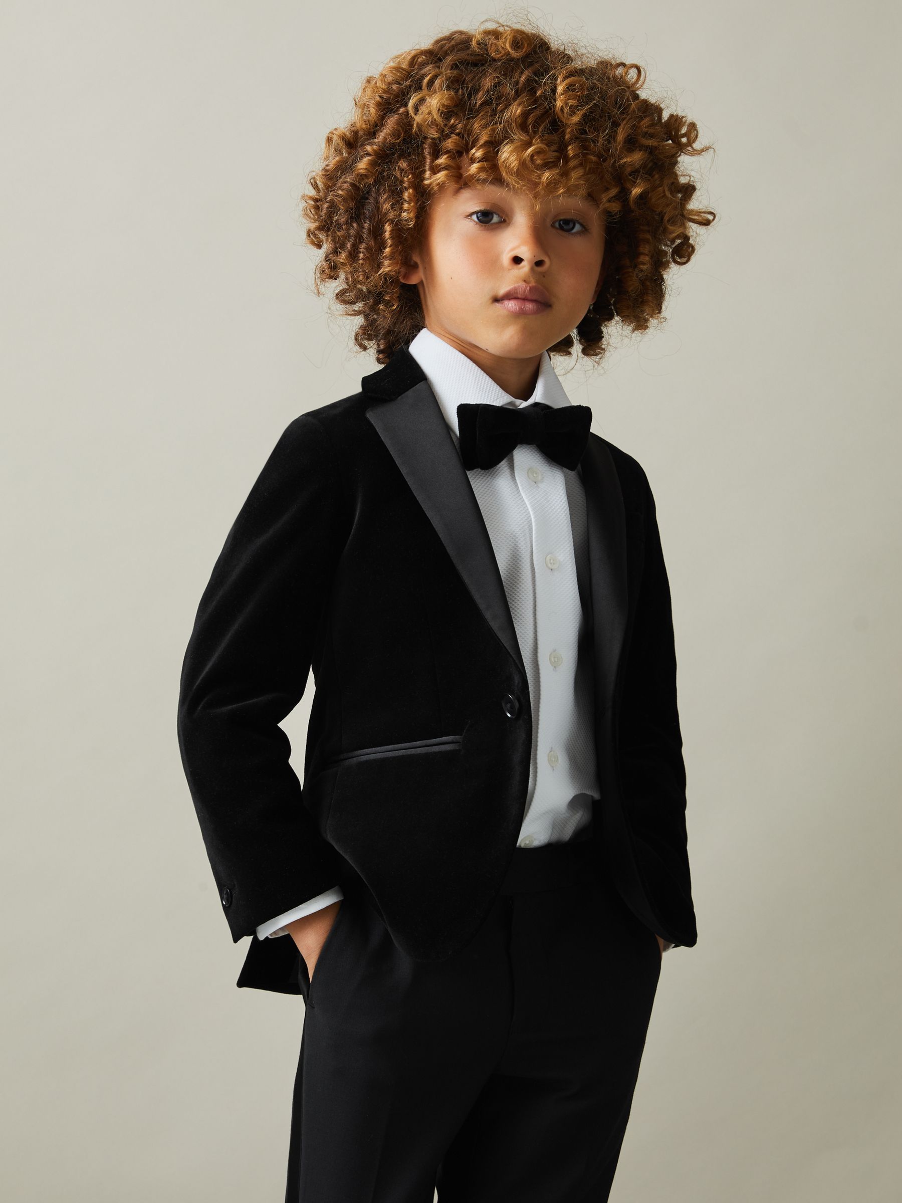 9-14 yrs Single Breasted Velvet Blazer in Black