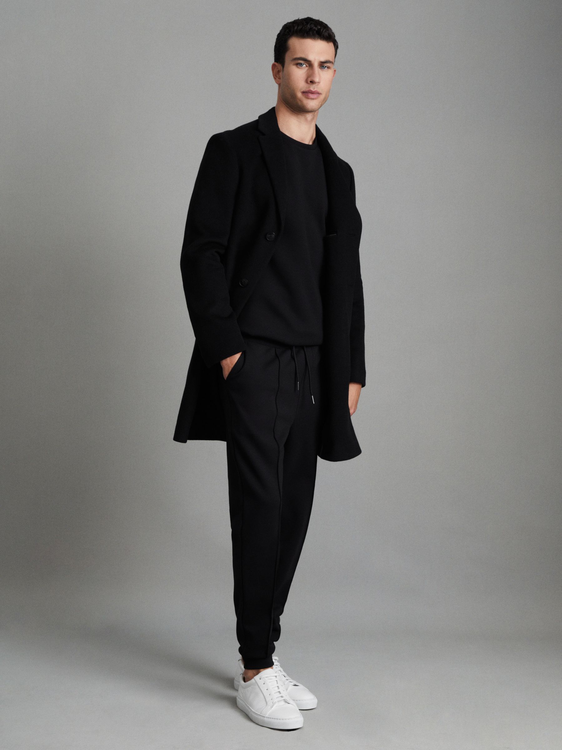 Stretch Jersey Tailored Joggers in Black