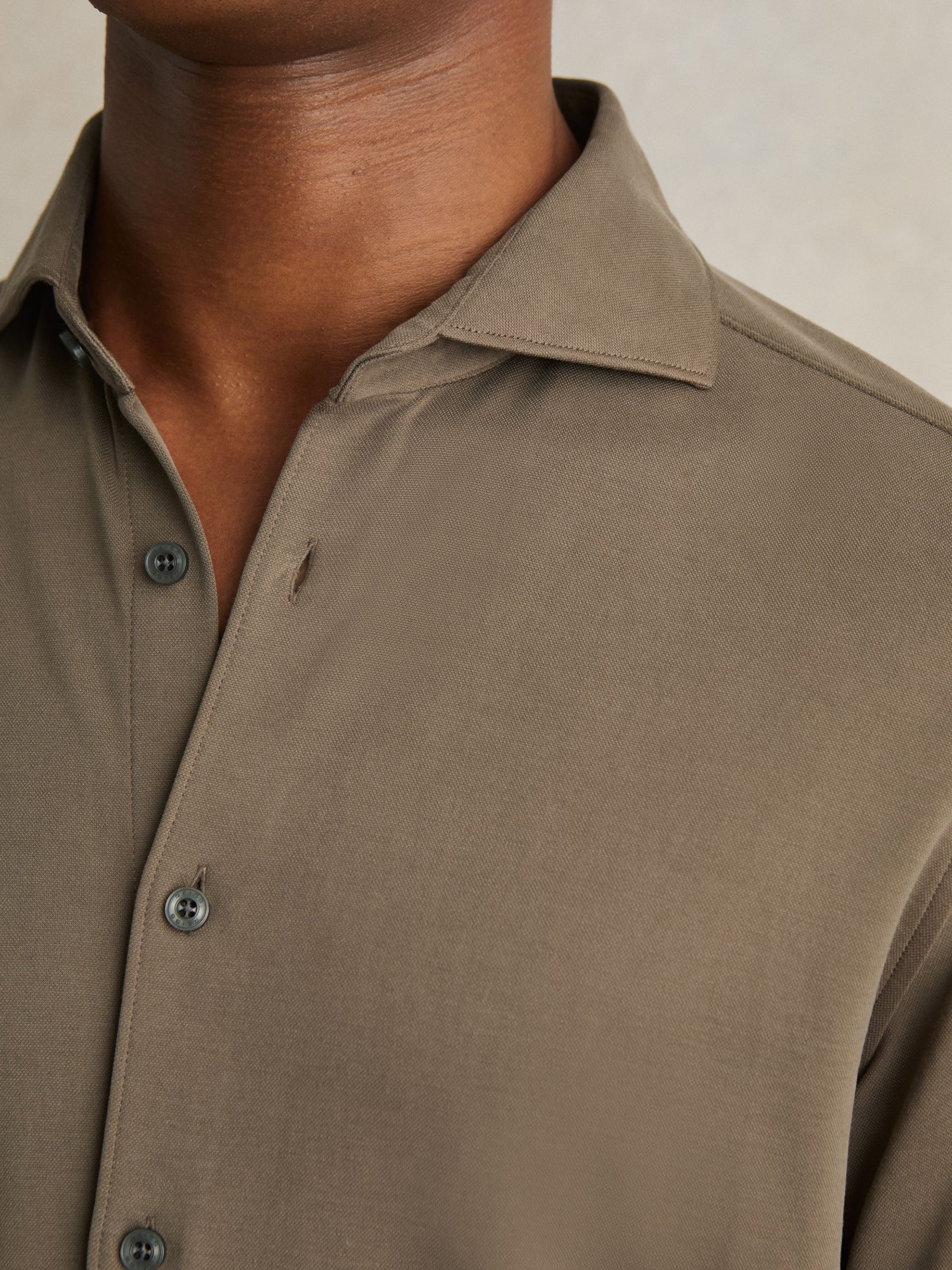 Modal Blend Cutaway Collar Shirt in Mink
