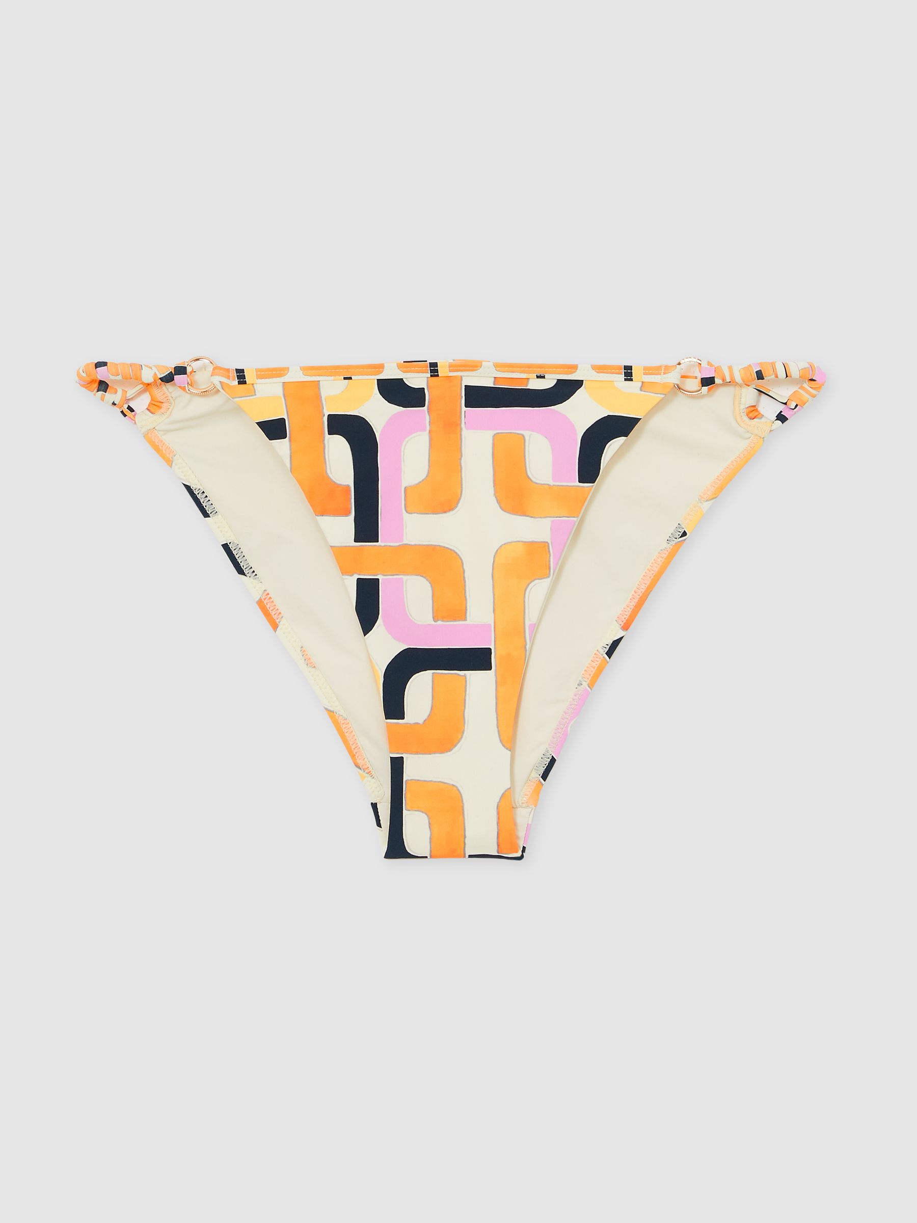 Chain-Print Bikini Bottoms in Orange