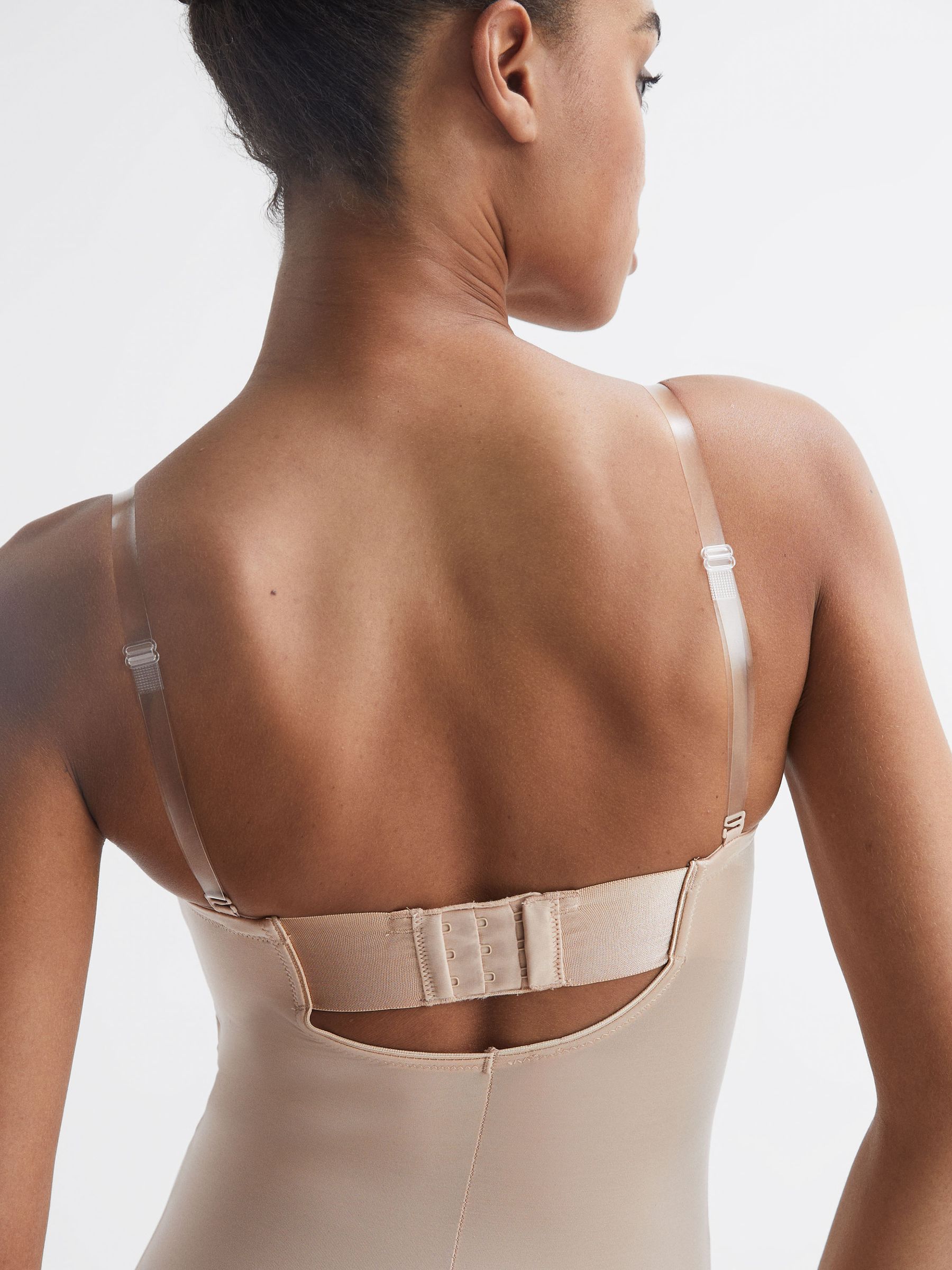 Spanx Shapewear Firming Strapless Mid-Thigh Bodysuit with Cups in Champagne