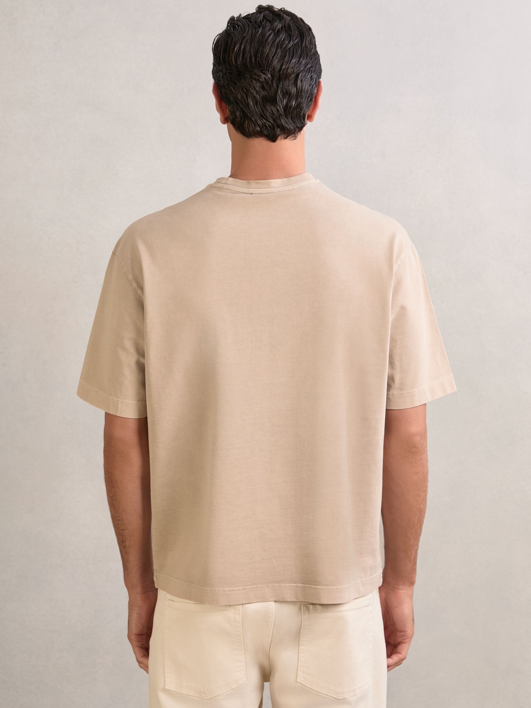 Cotton Garment-Dyed Oversize T-Shirt in Oatmeal
