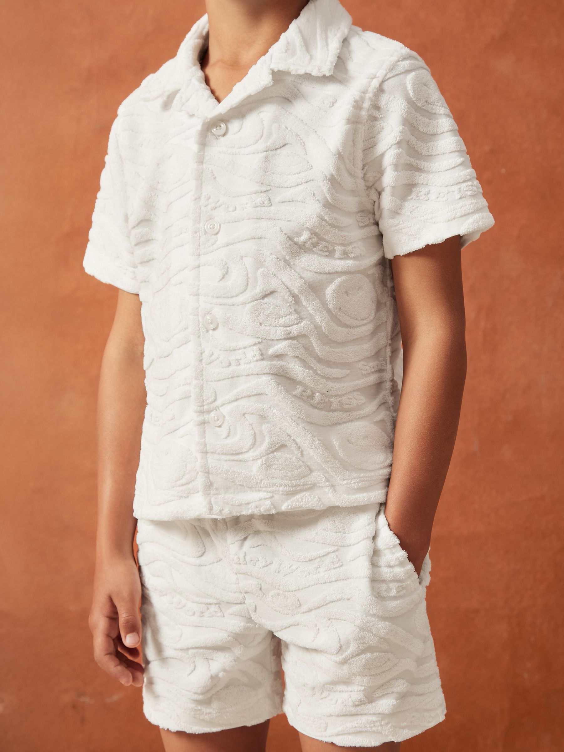 13-14 yrs SmileyWorld | Reiss Wave Texture Shirt in White