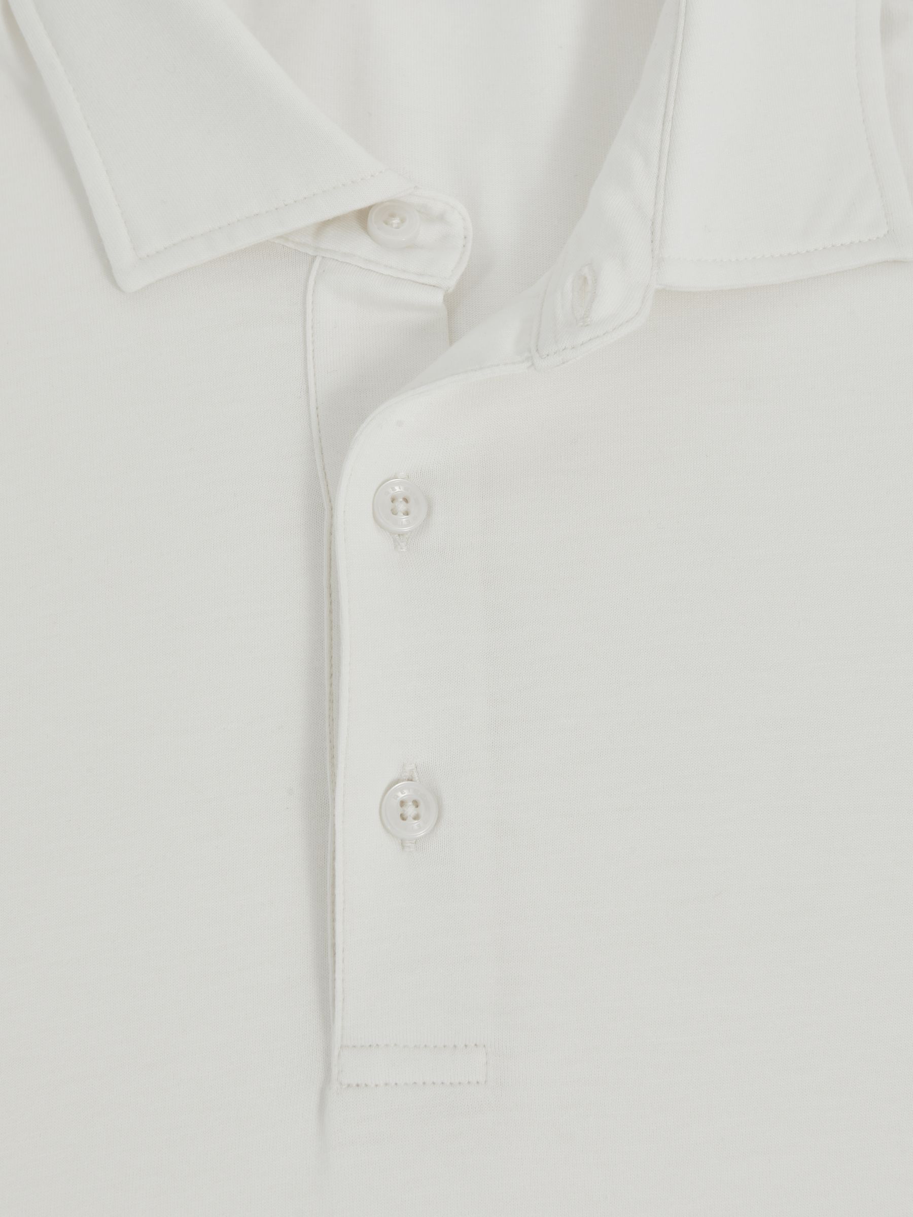 Cotton-Jersey Long Sleeve Polo Shirt in White