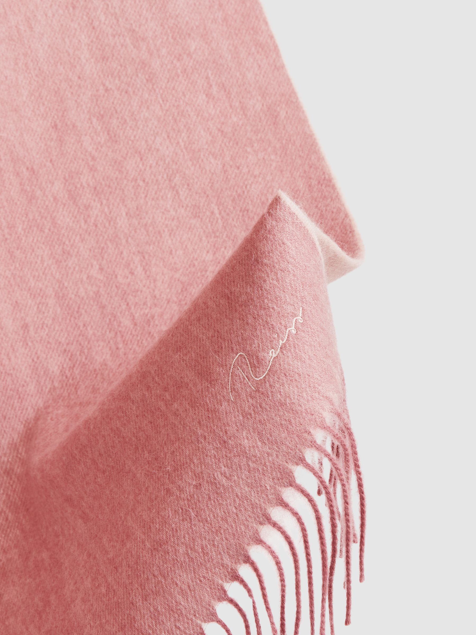 Wool-Cashmere Script-Logo Scarf in Blush