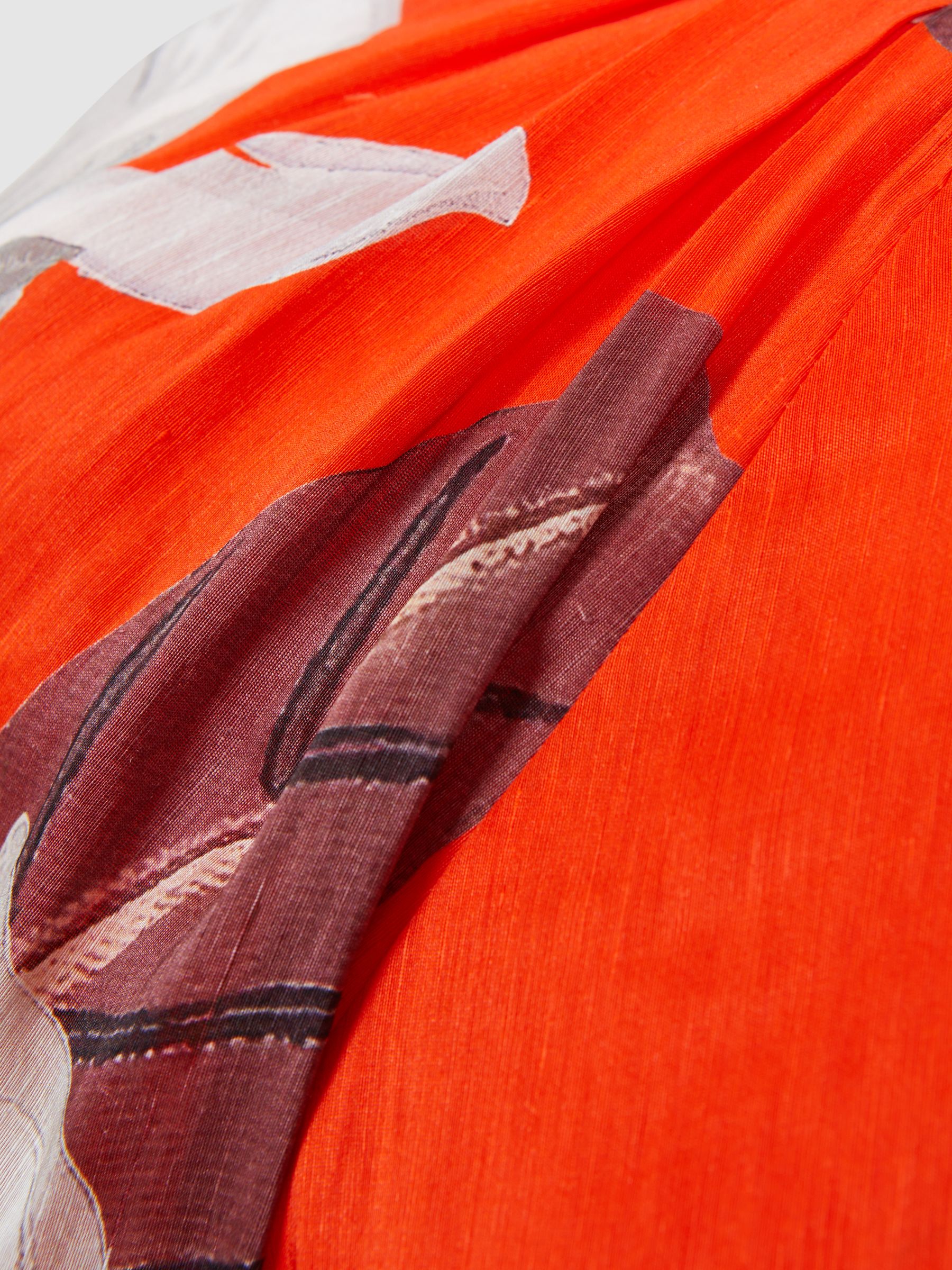 Florere Linen Silk Puff Sleeve Mini Dress in Orange