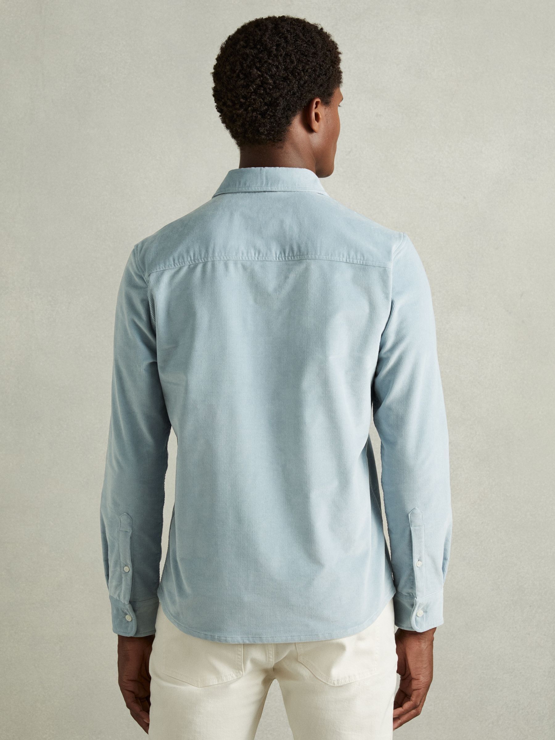 Cotton-Blend Corduroy Overshirt in Soft Blue