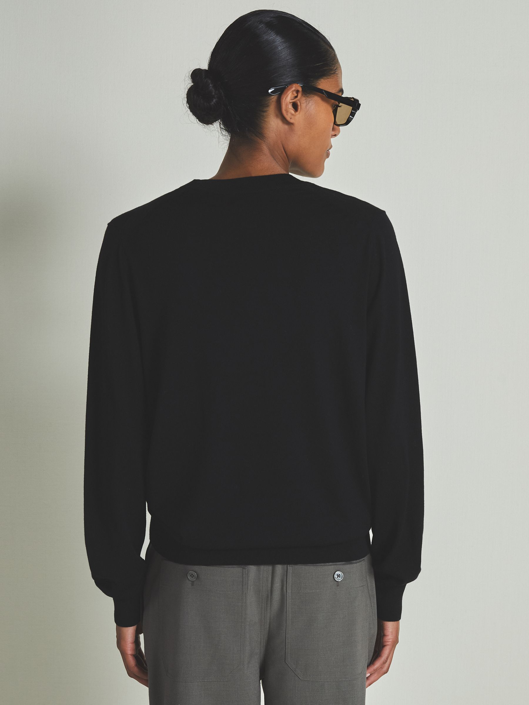 Reiss | Les 100 Ciels Noble-Wool Long-Sleeve Jumper in Black