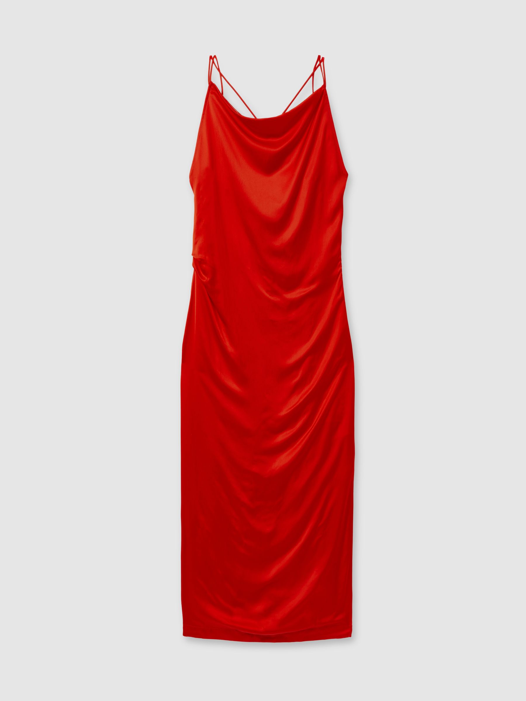 Satin Cowl Neck Maxi Dress in Orange