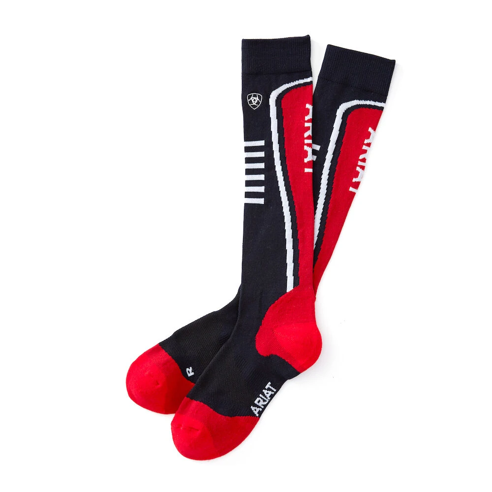ARIAT Womens Ariattek Slimline Sock Navy/Red Adults One Size