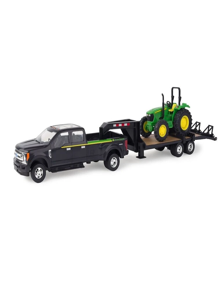 JOHN DEERE Ford F-350 Pickup Truck With Gooseneck Trailer And Tractor
