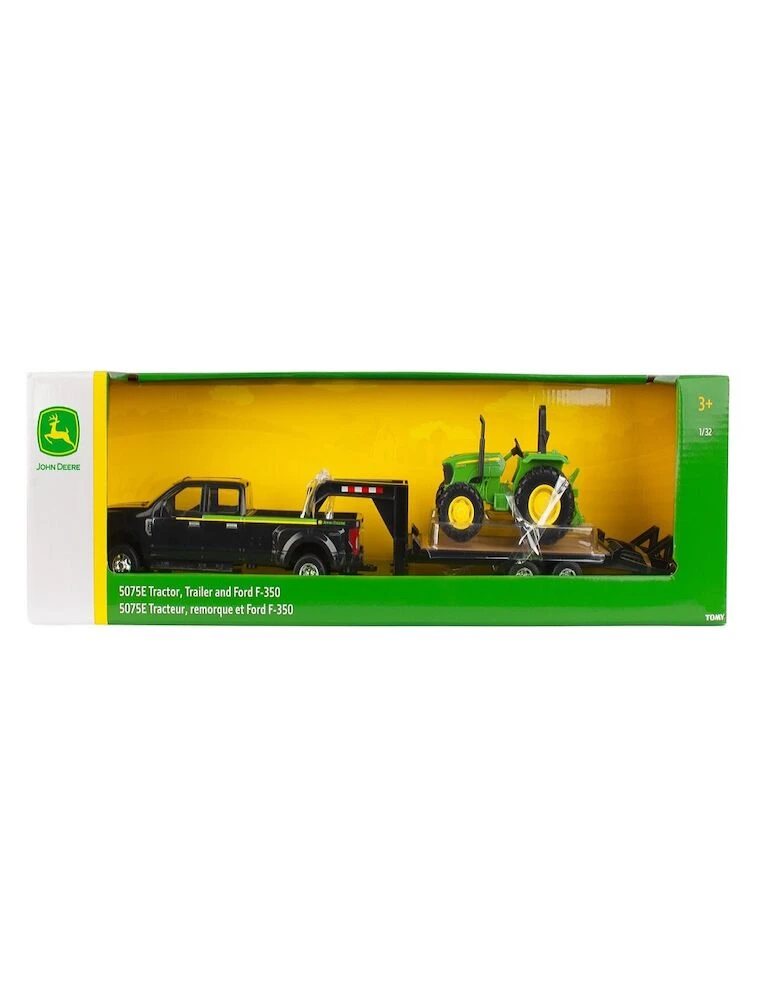 JOHN DEERE Ford F-350 Pickup Truck With Gooseneck Trailer And Tractor