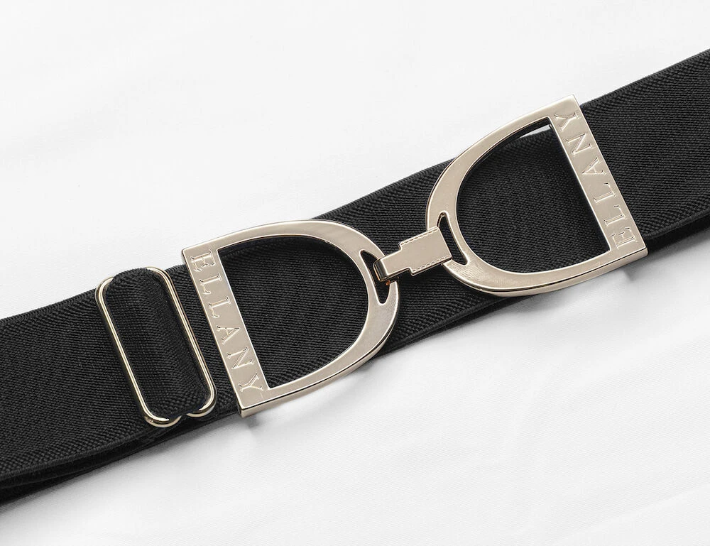 ELLANY Black 1.5" Gold Stirrup Elastic Belt