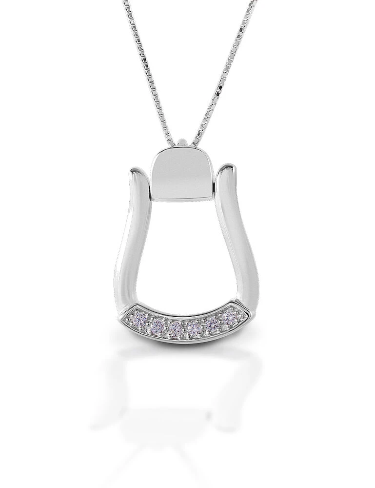 KELLY HERD Sterling Silver Large Stone Base Oxbow Stirrup Necklace