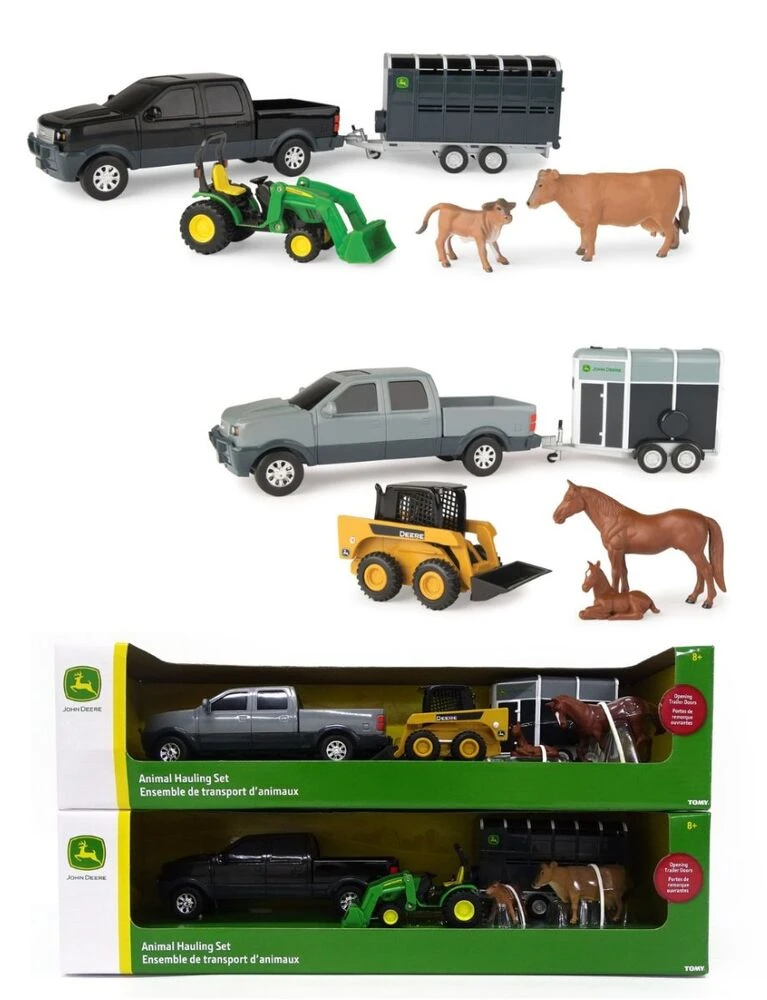 JOHN DEERE 1:32 Scale Pickup And Livestock Trailer Set Assorted