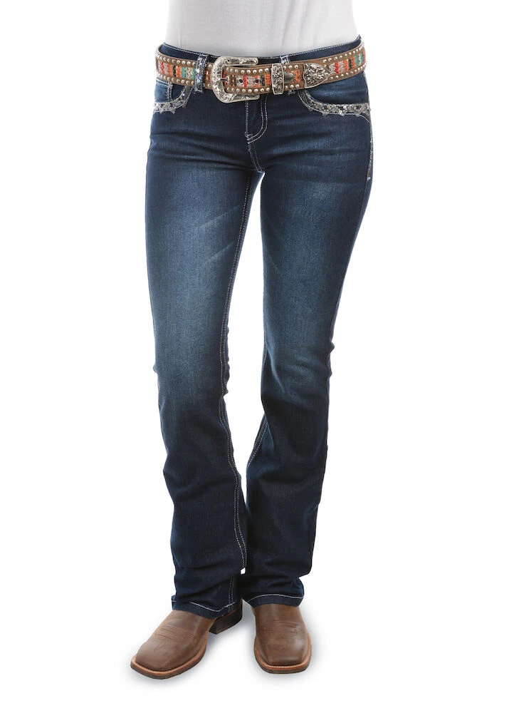 PURE WESTERN Womens Taylor Boot Cut Jean 34 Leg
