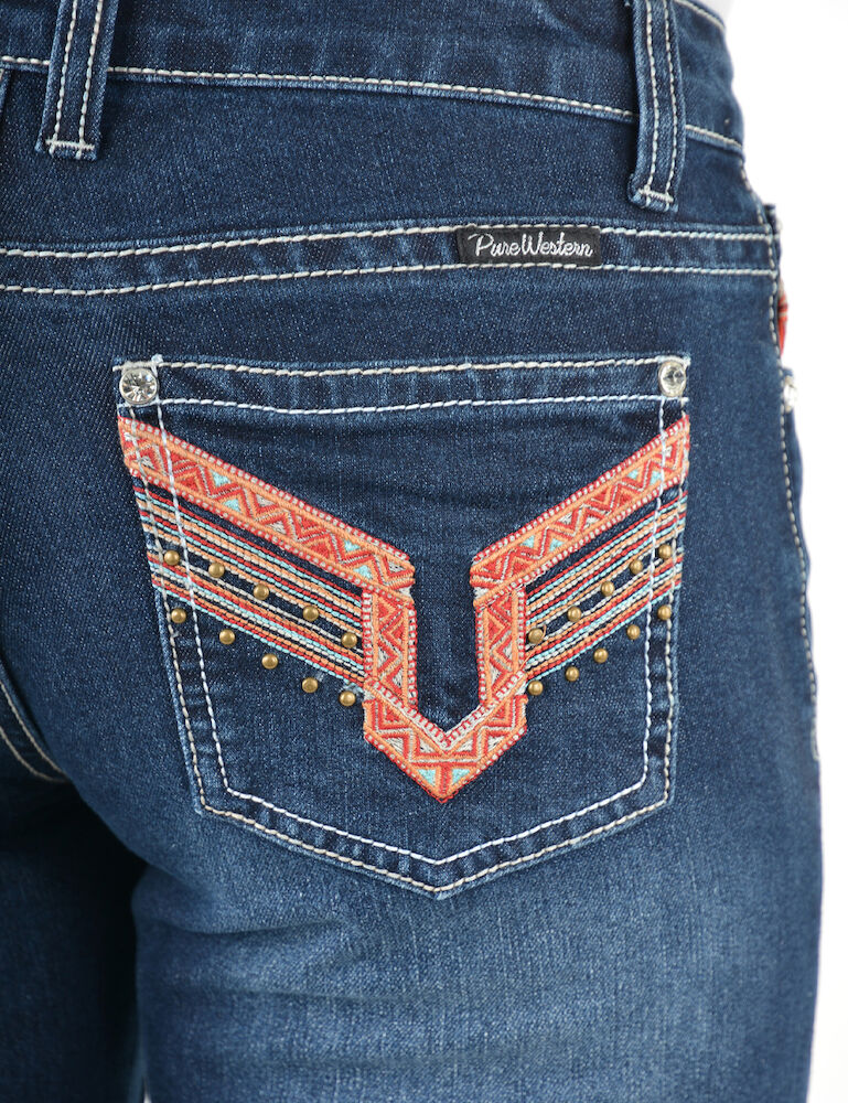 PURE WESTERN Womens Aztec Boot Cut Jeans - 34 Leg