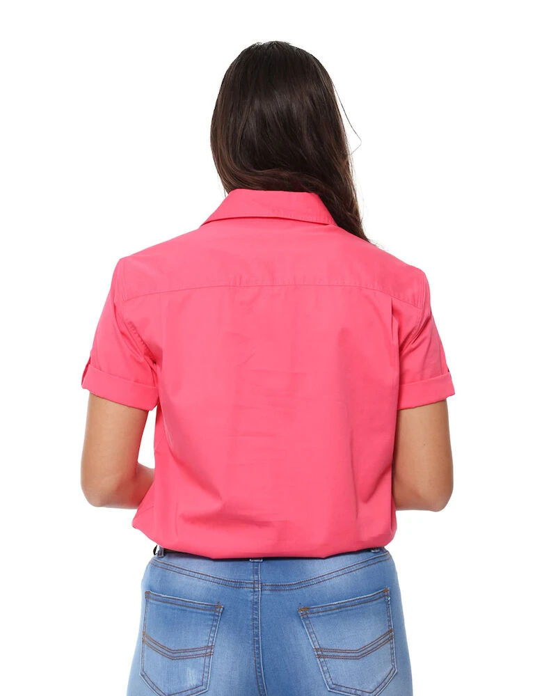 RINGERS WESTERN Jules Womens Half Button Short Sleeve Work Shirt