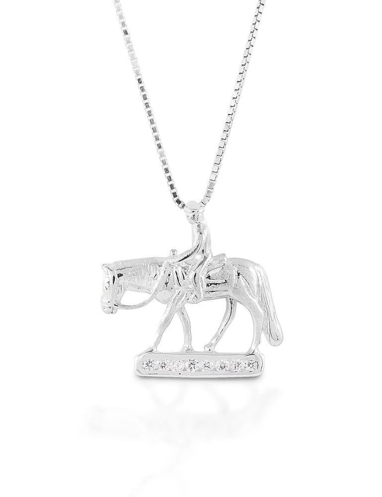 KELLY HERD Sterling Silver Small Western Pleasure Horse Necklace